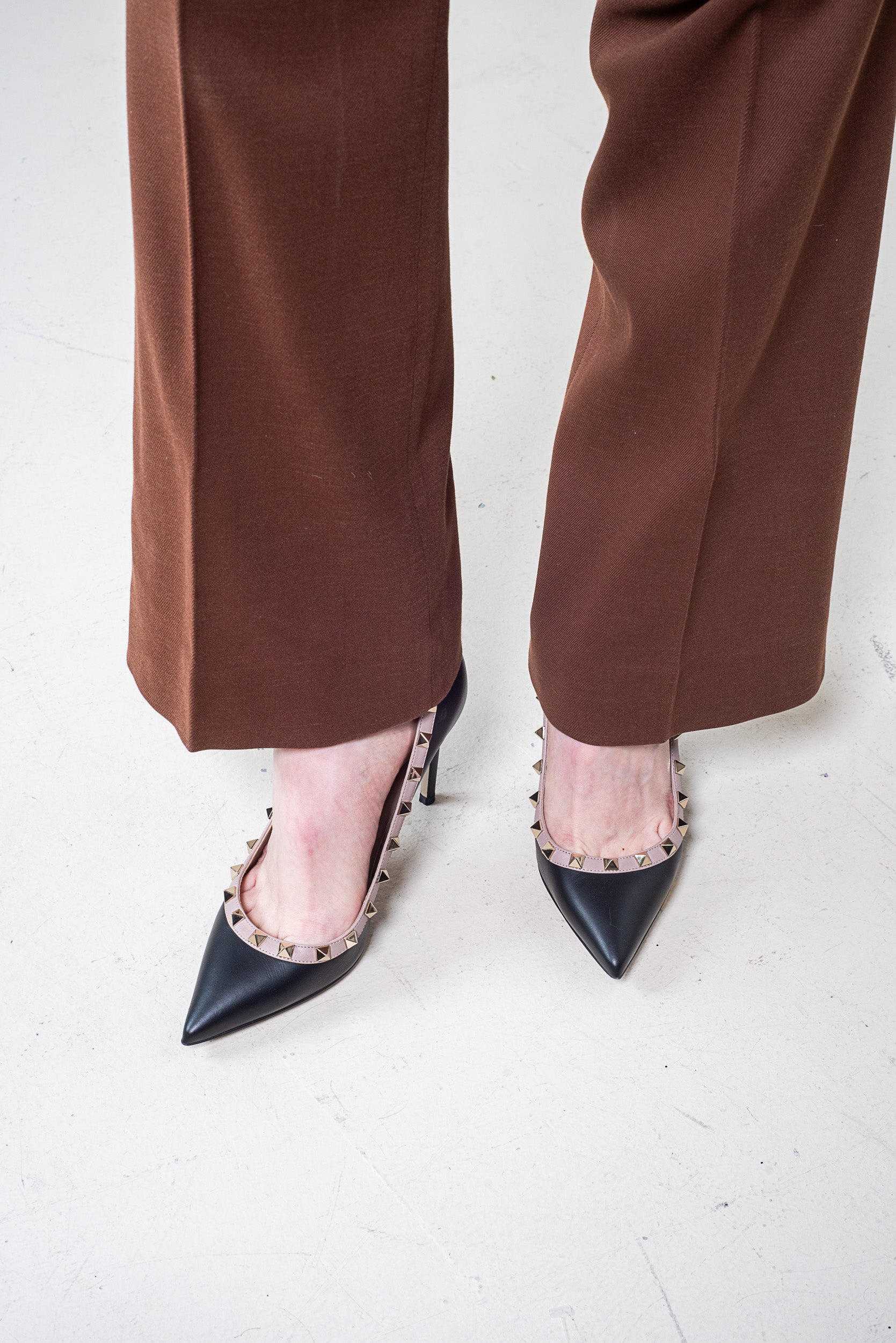 Brown Button Straight Leg Trouser