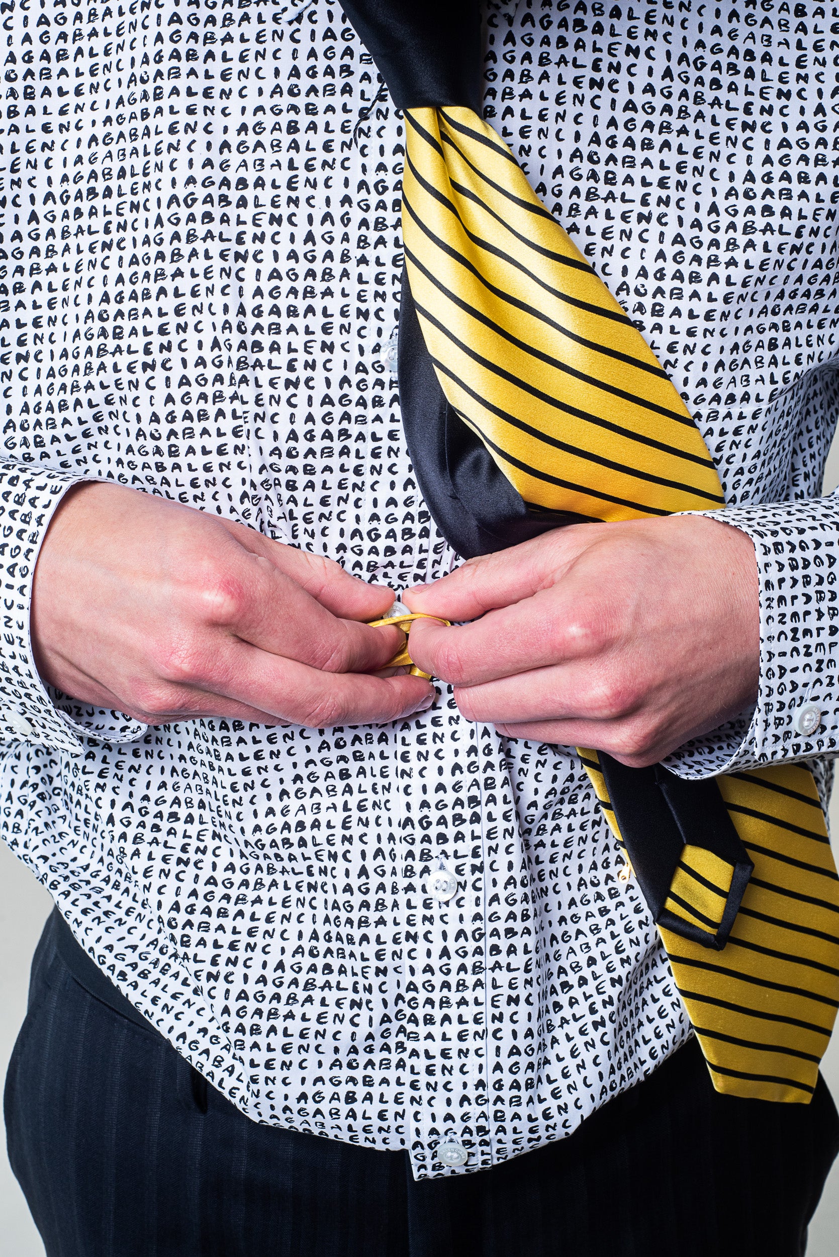 Front view of Brioni Vintage Yellow Stripe Tie