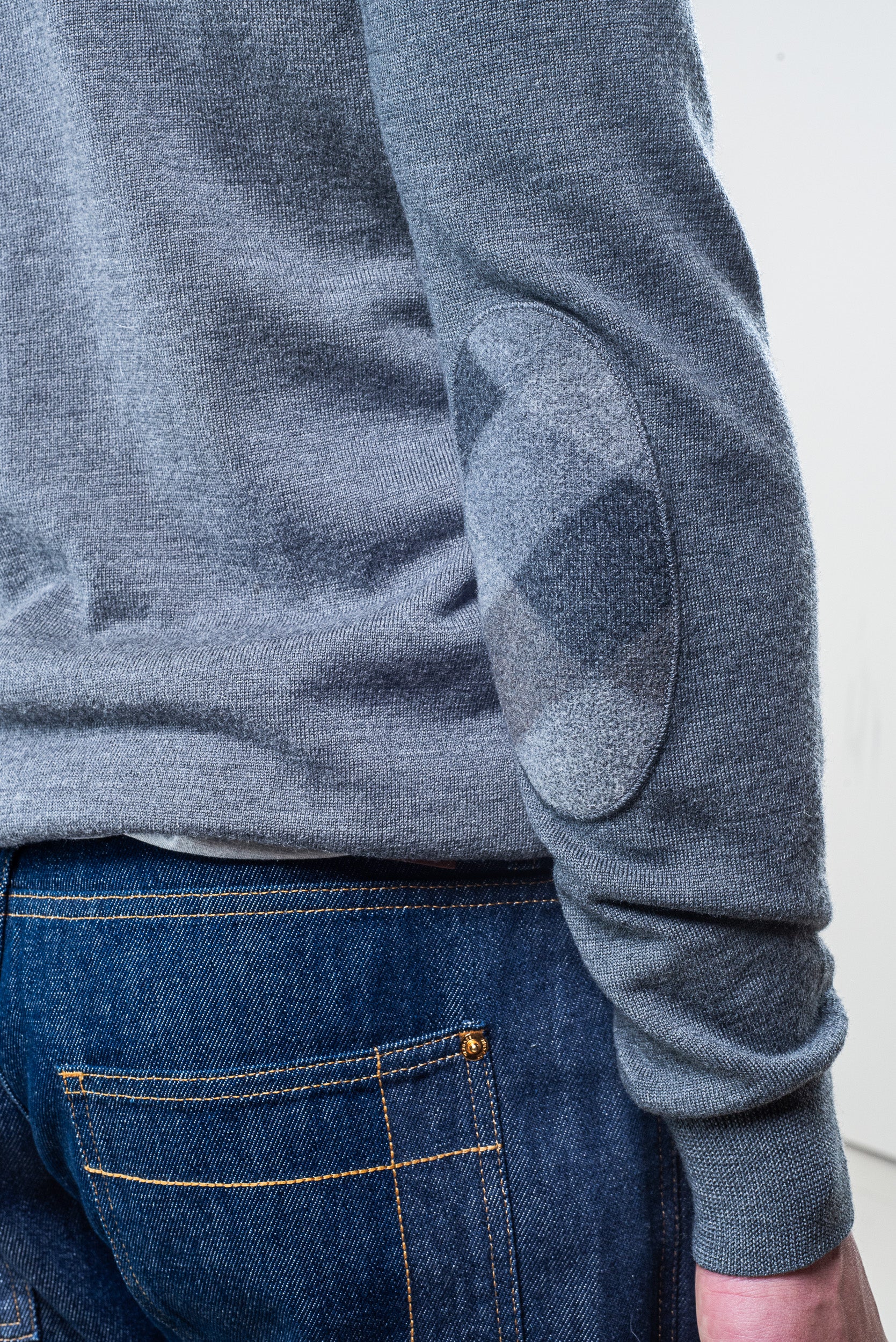 Close-up of Burberry check elbow detailing