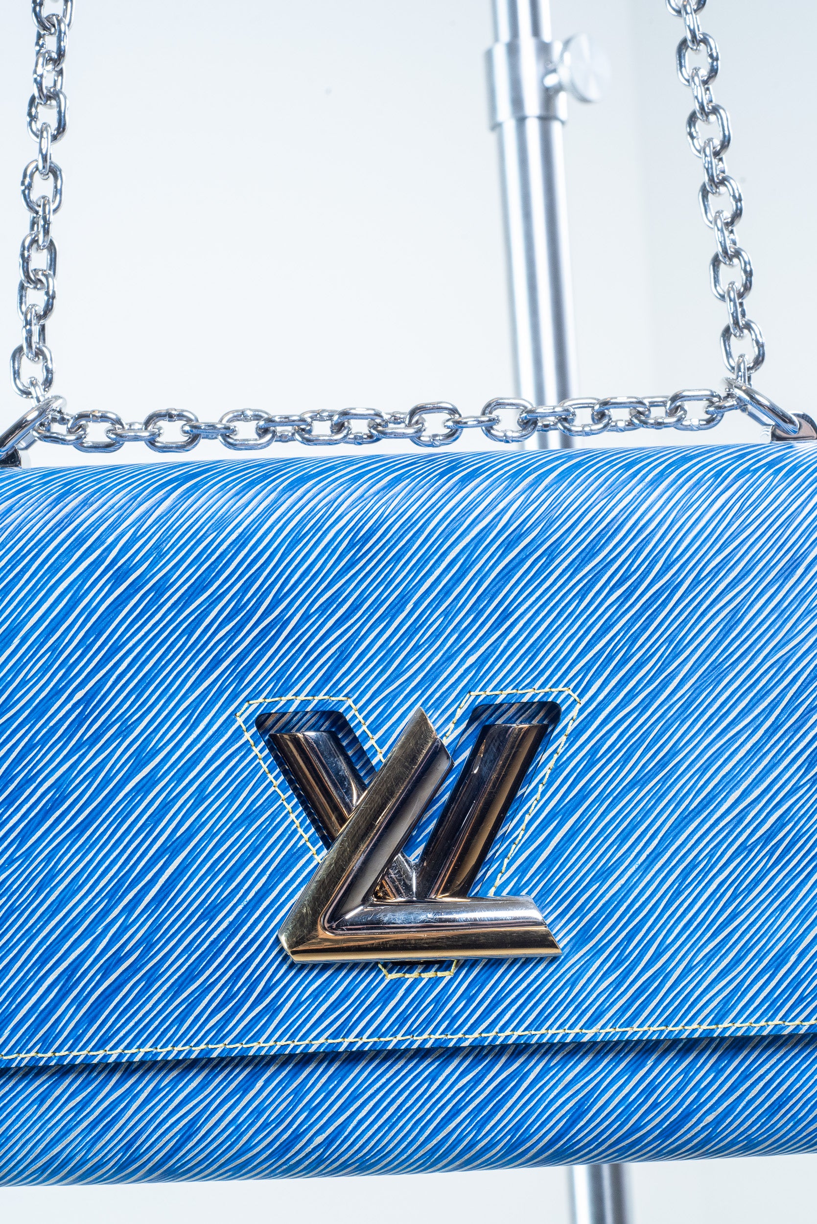 Epi Leather Blue Twist MM Crossbody Bag