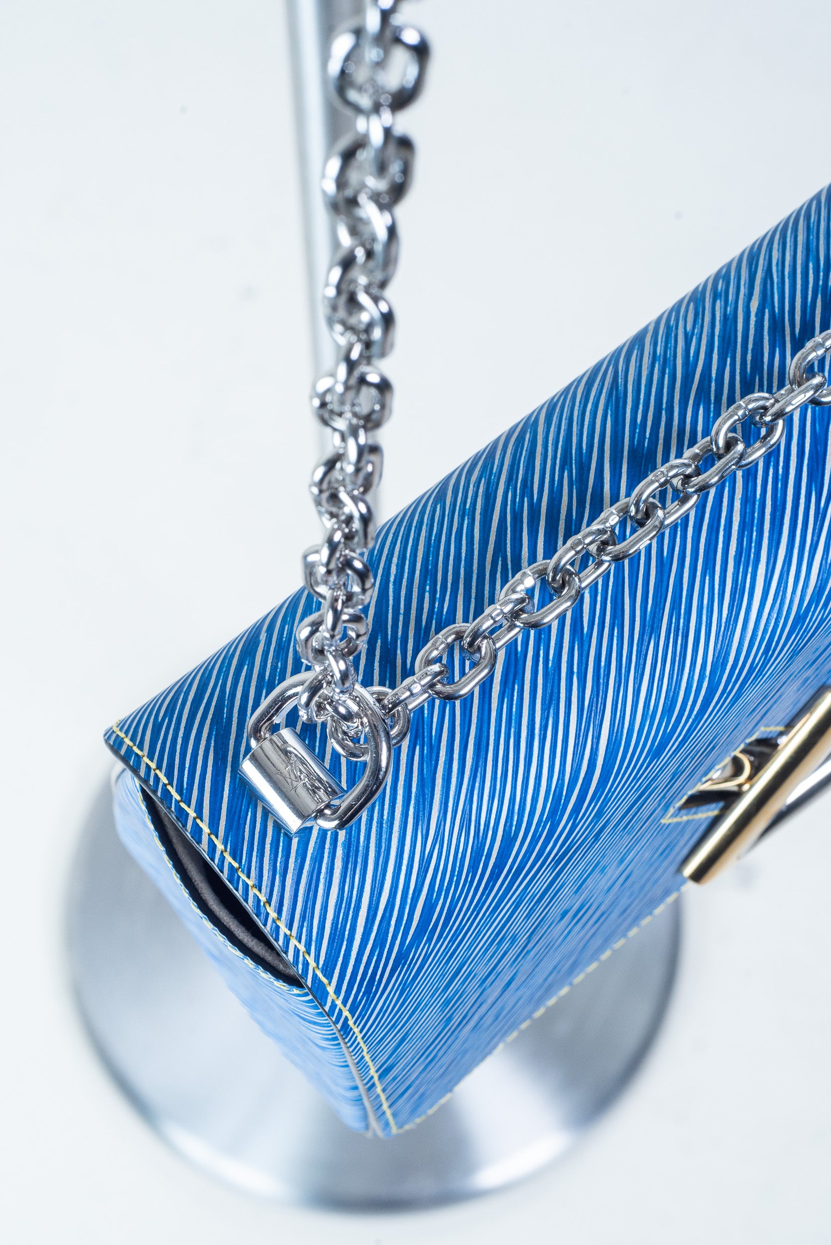 Epi Leather Blue Twist MM Crossbody Bag