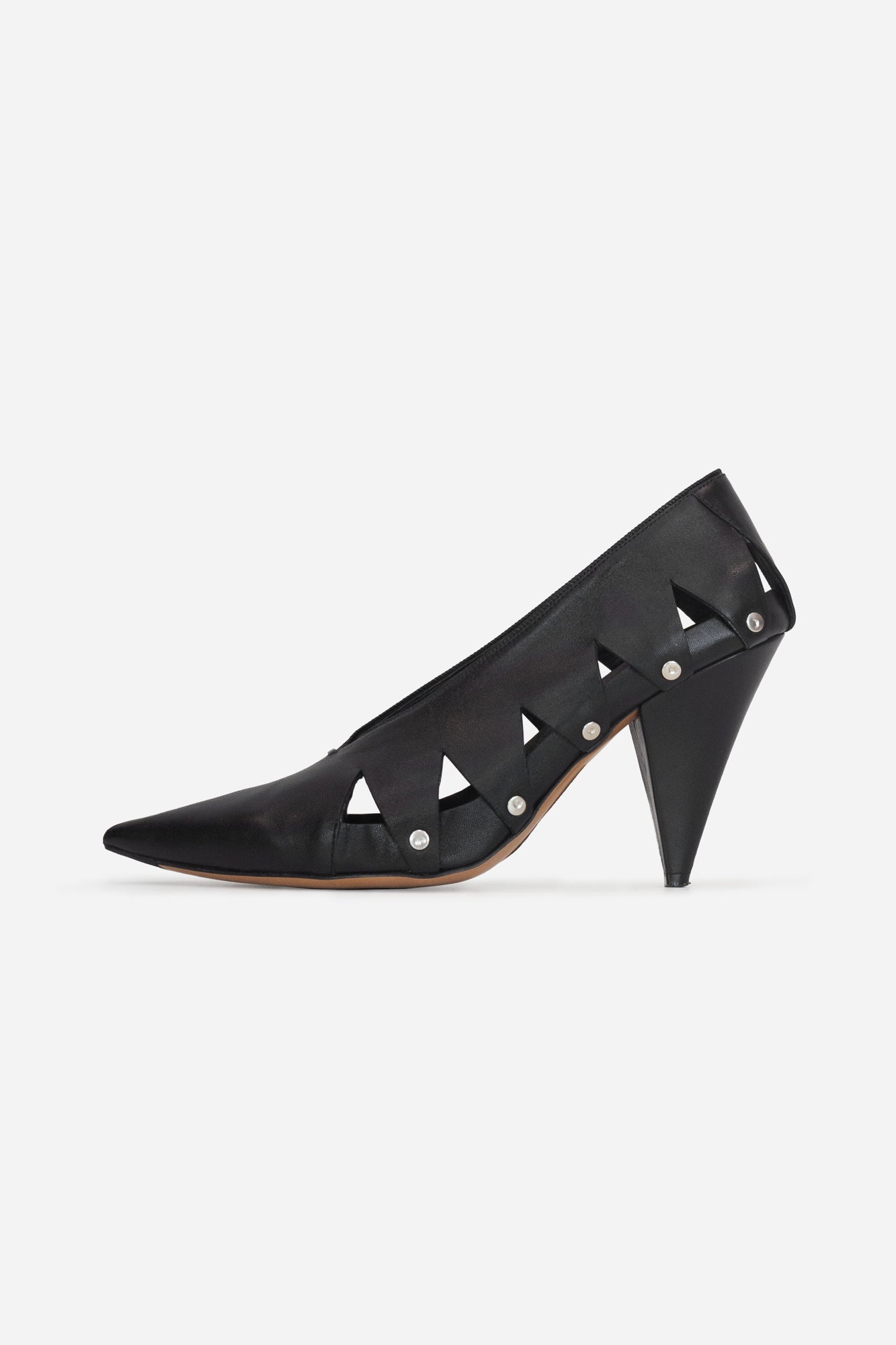 Black Pointed Toe Cut Out Pumps