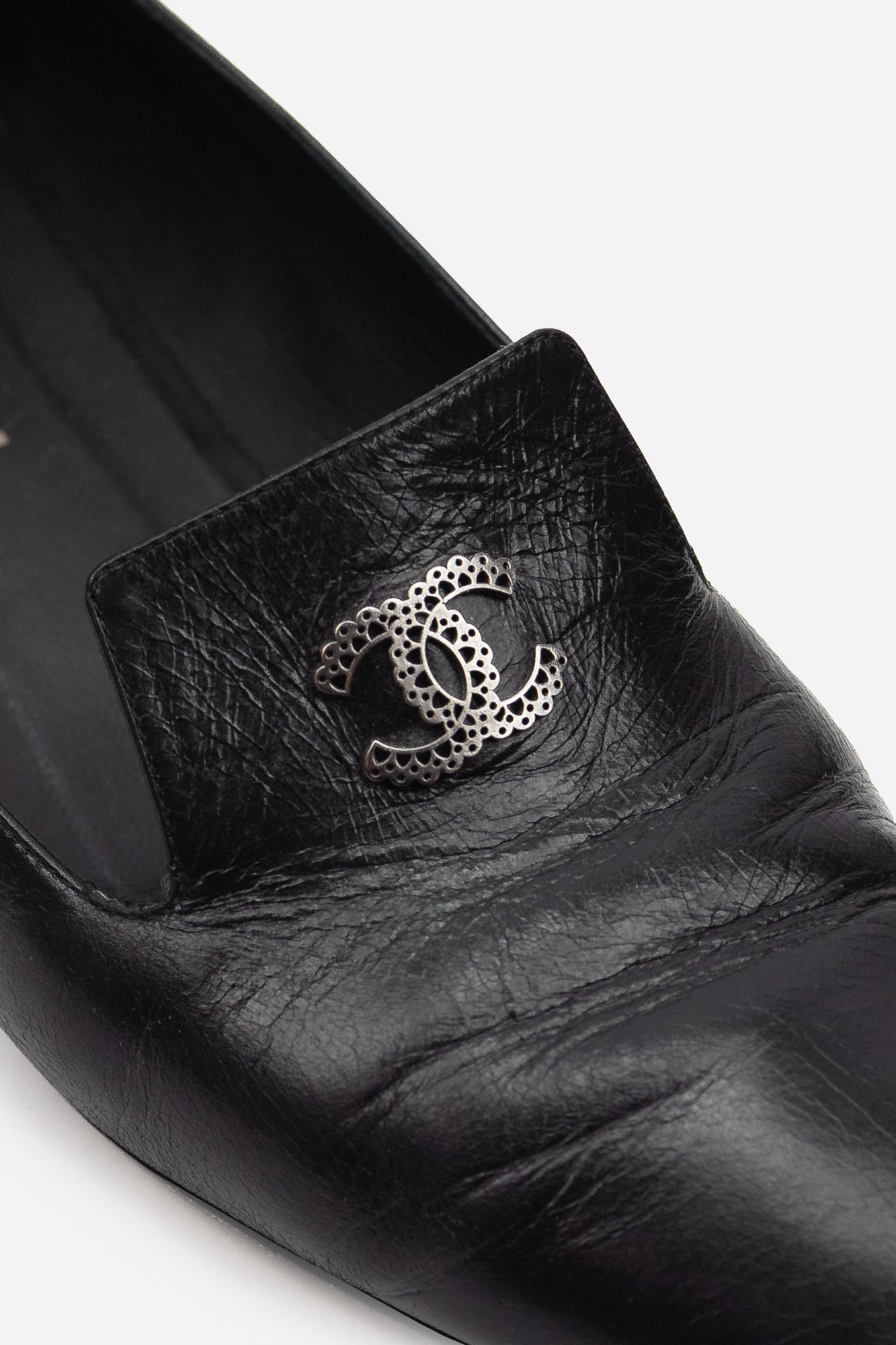 Black Interlocking CC Logo Loafers