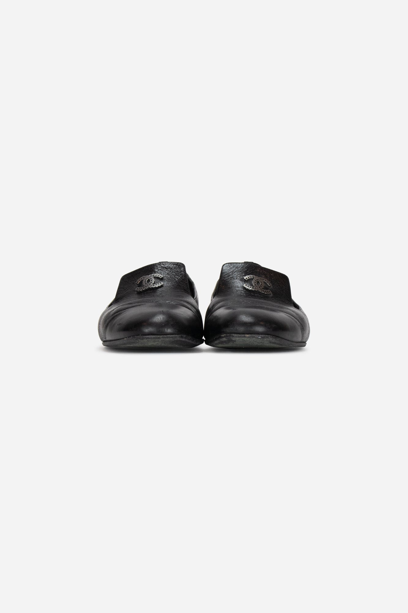 Black Interlocking CC Logo Loafers