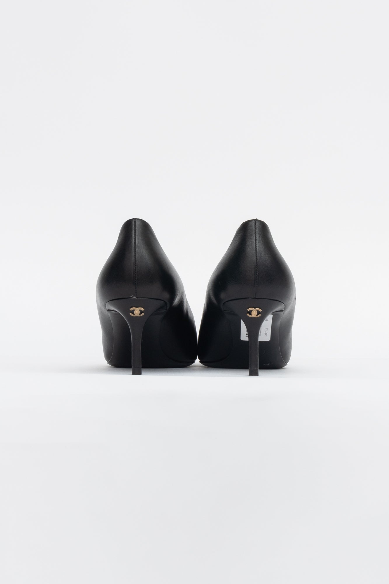 Black Kitten Heels W/ Capped Toe