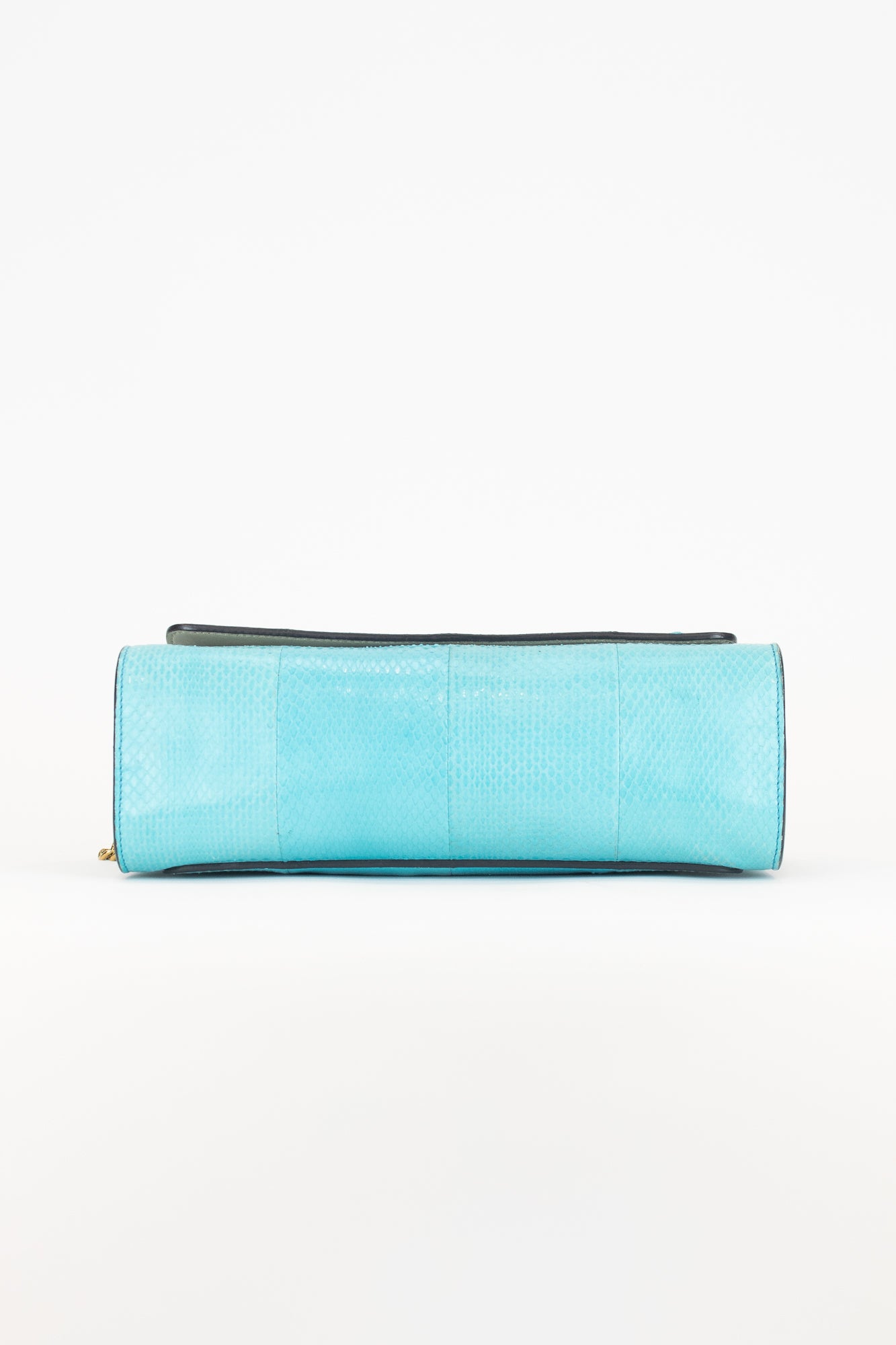 Teal Croc Embossed Gold Chain Crossbody