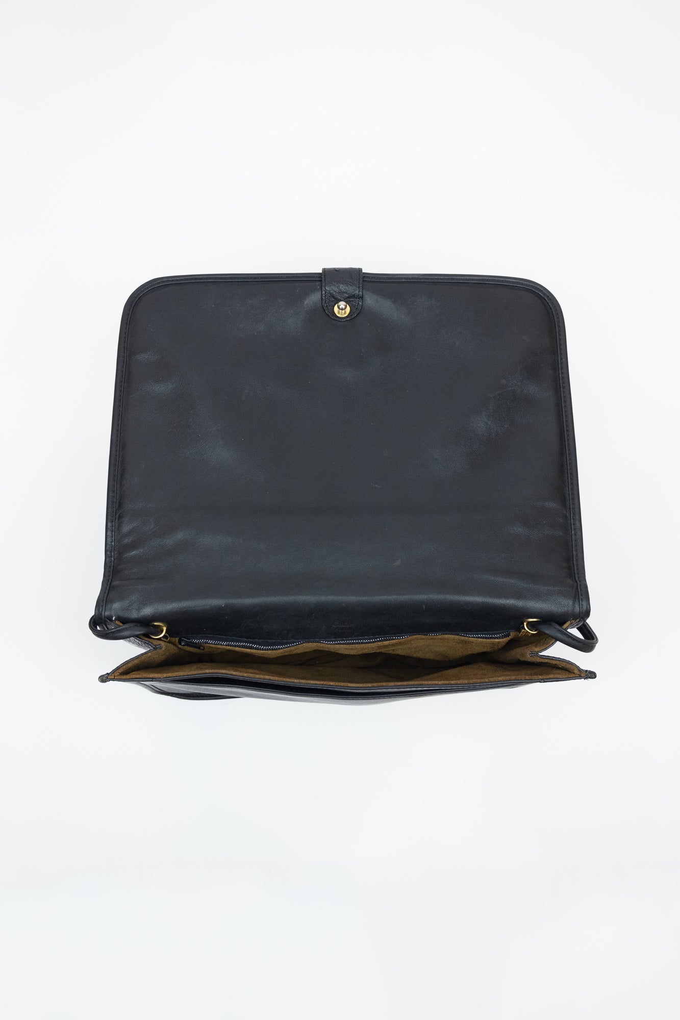 Vintage Black Ostrich Flap Cross Body Bag