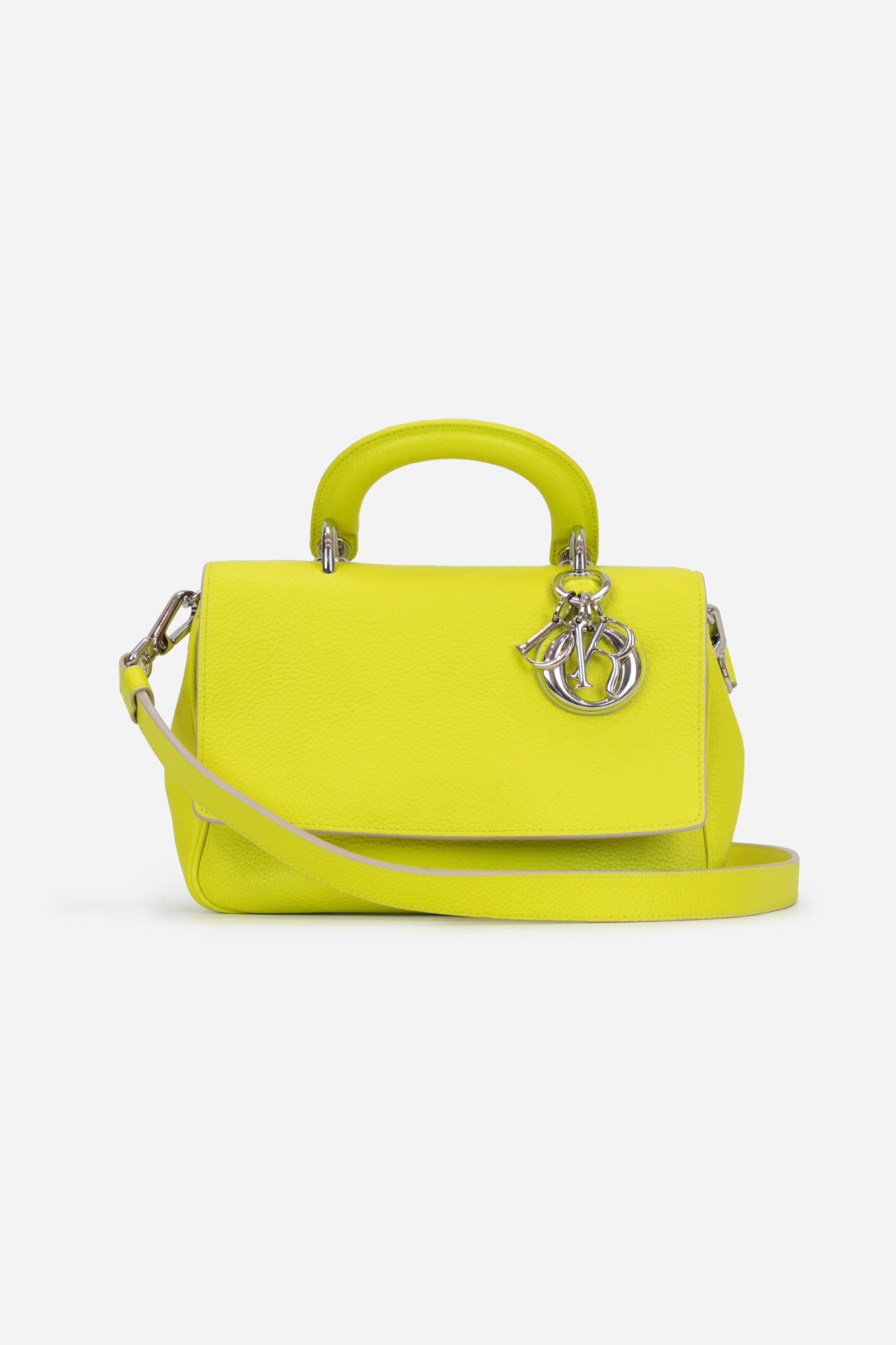 Bright Yellow Leather Be Dior Top Handle Bag  Leather