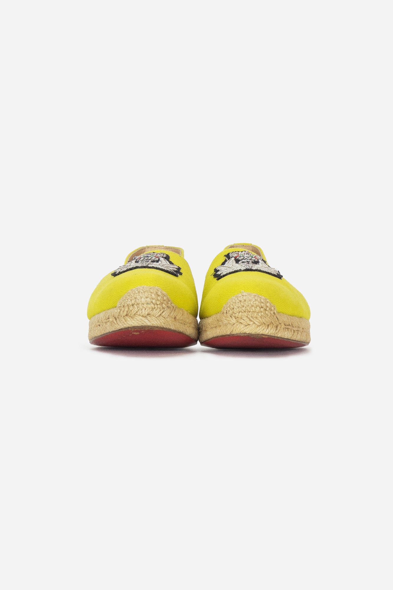 Yellow Canvas Gala Embroidered Crest Espadrille Loafers