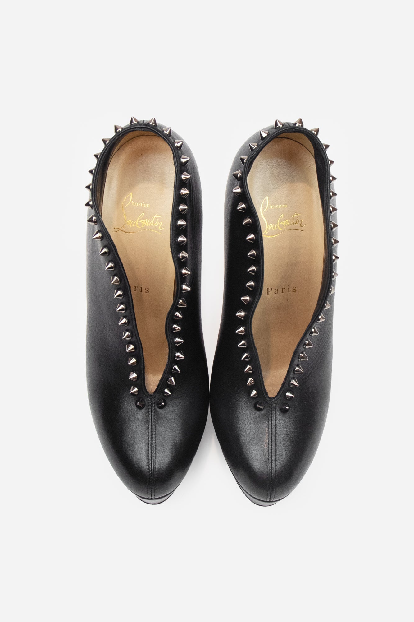 Black Leather Miss Fast Studded Plato