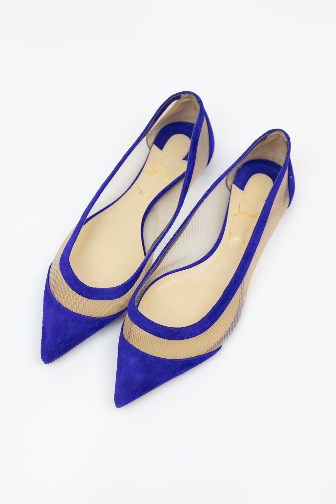 Blue Suede Mesh Flats