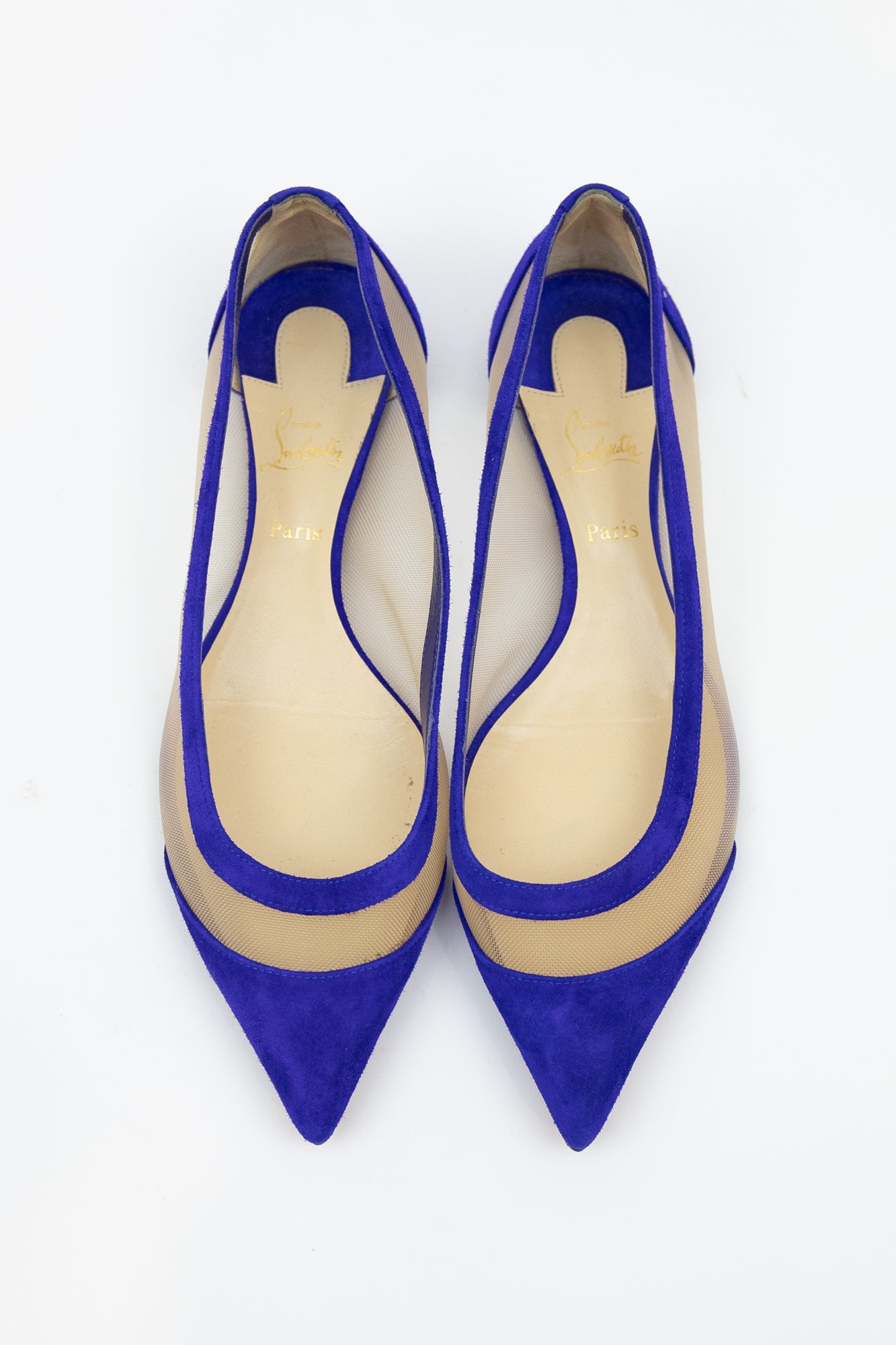 Blue Suede Mesh Flats