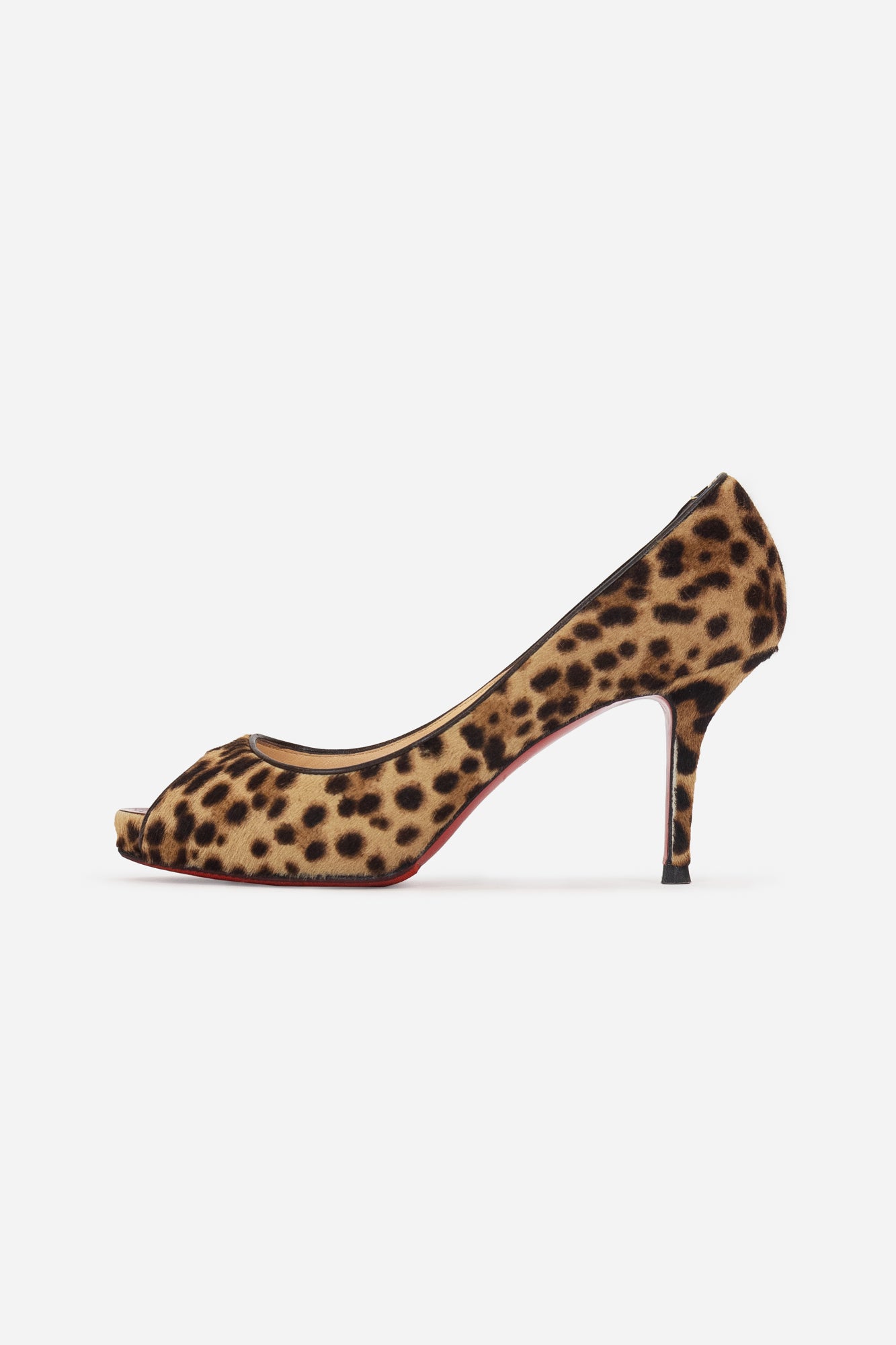 Fur Cheetah Print Open Toe Pumps