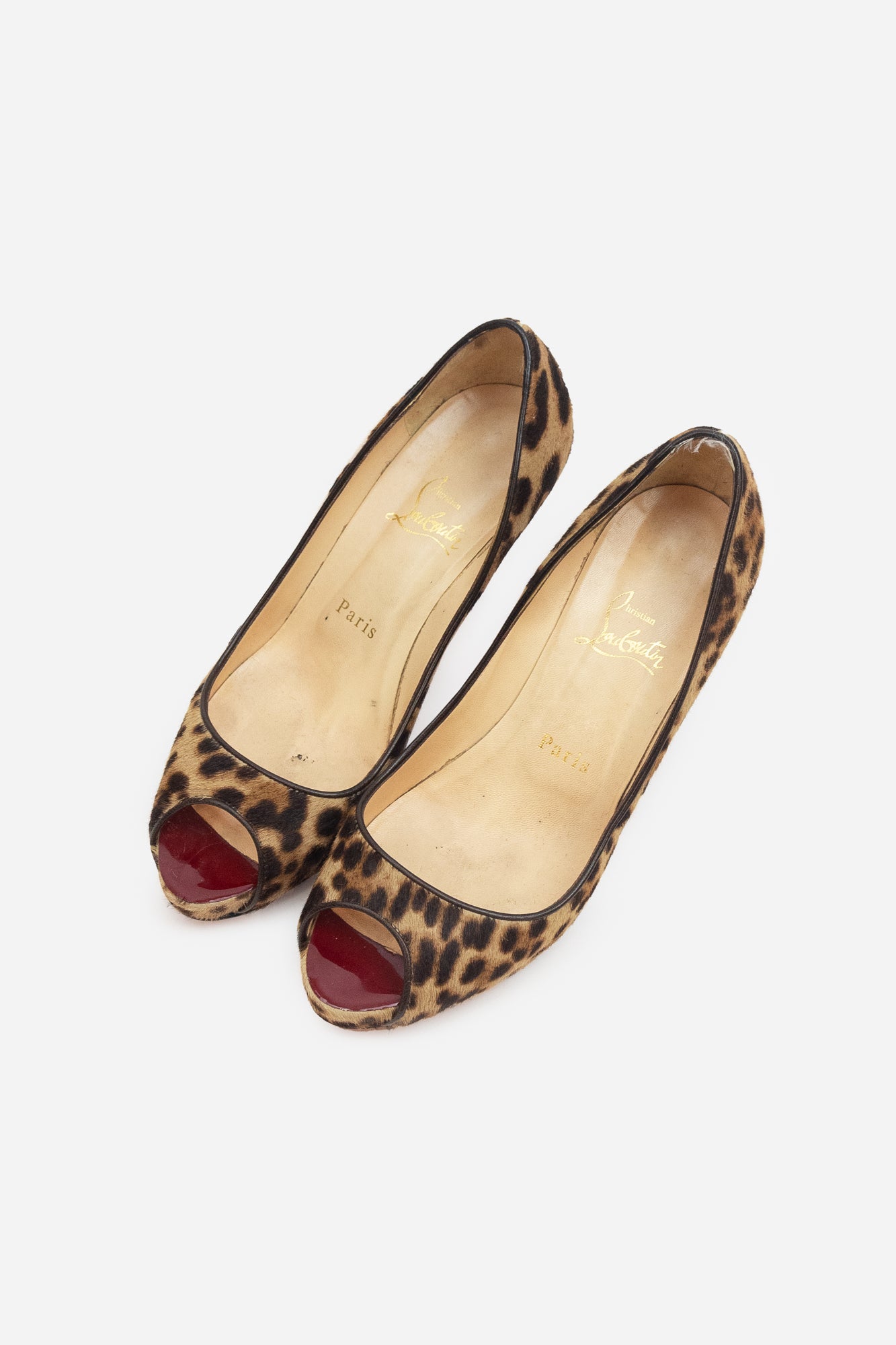 Fur Cheetah Print Open Toe Pumps