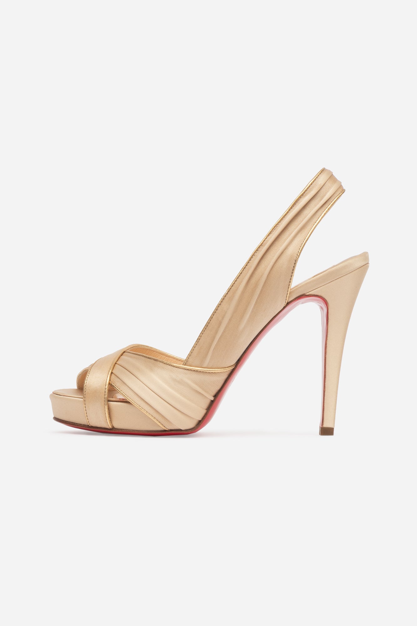 Gold Satin Criss-Cross Pump