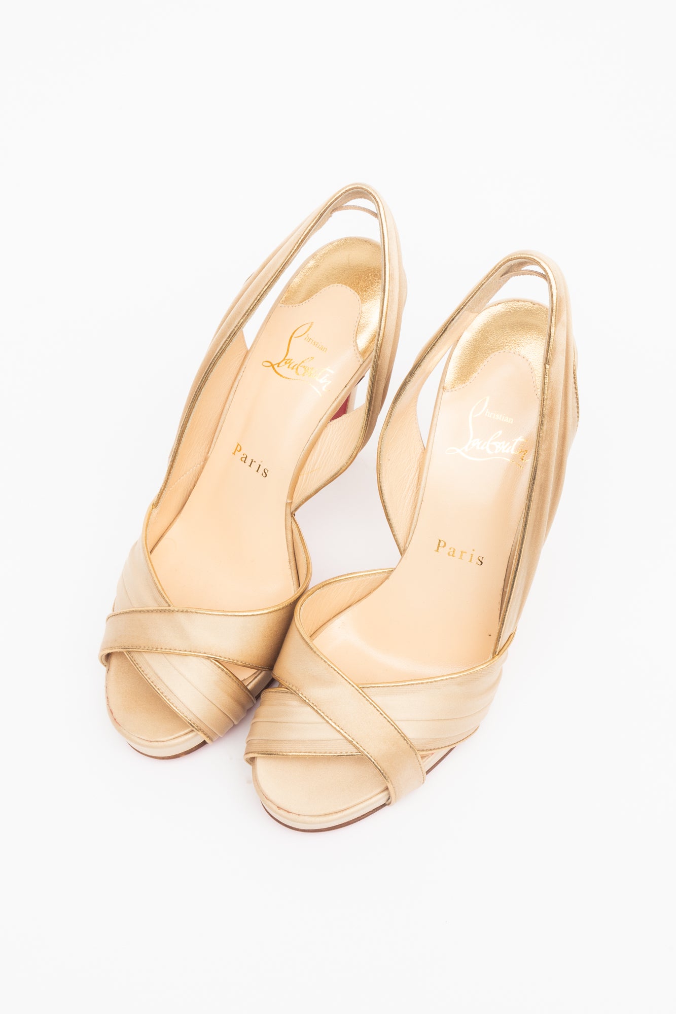 Gold Satin Criss-Cross Pump