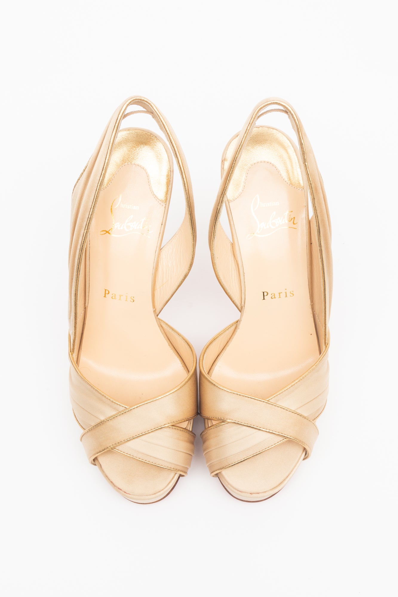 Gold Satin Criss-Cross Pump