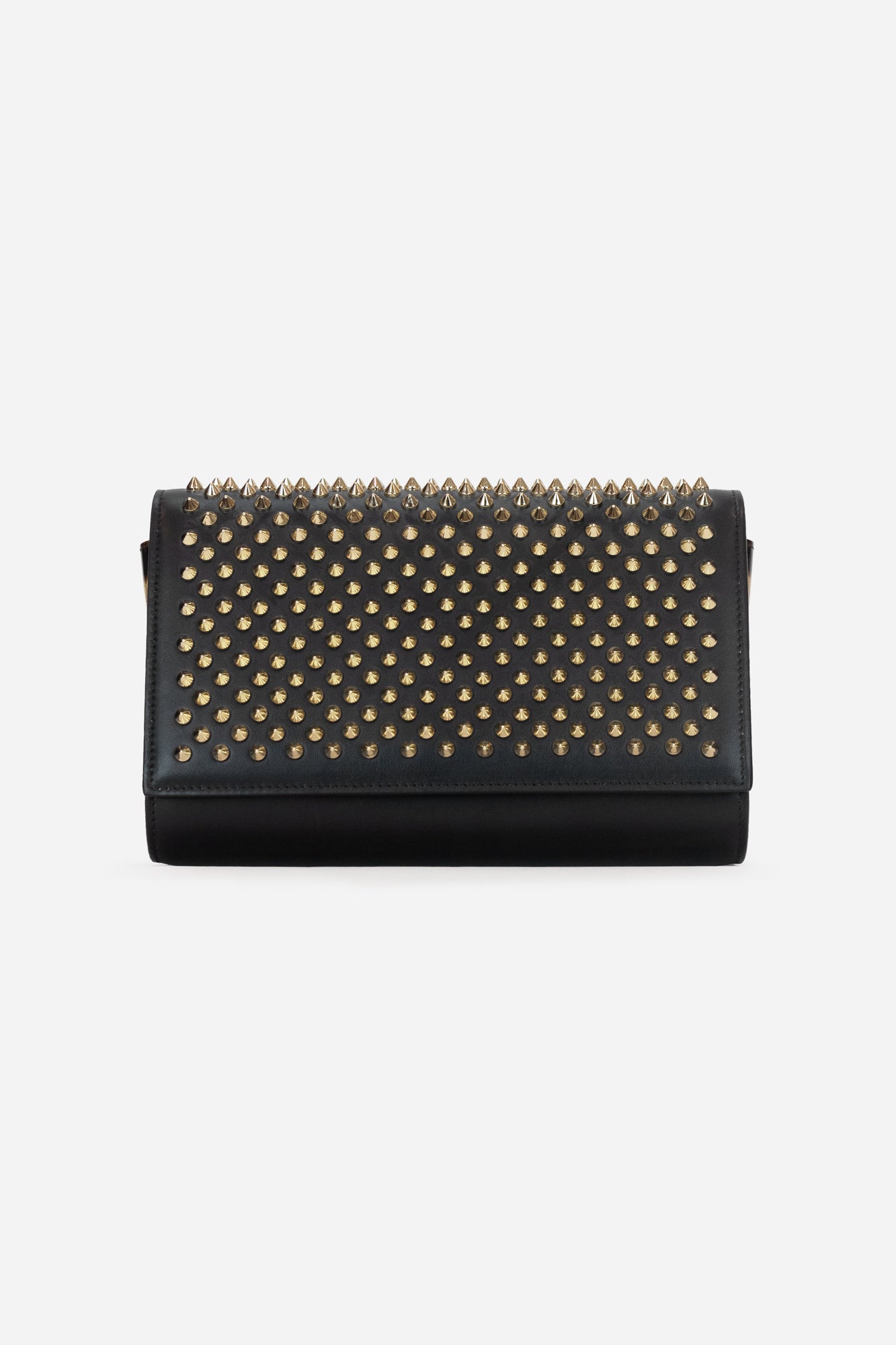 Leather Studded Clutch with Crossbody Chain