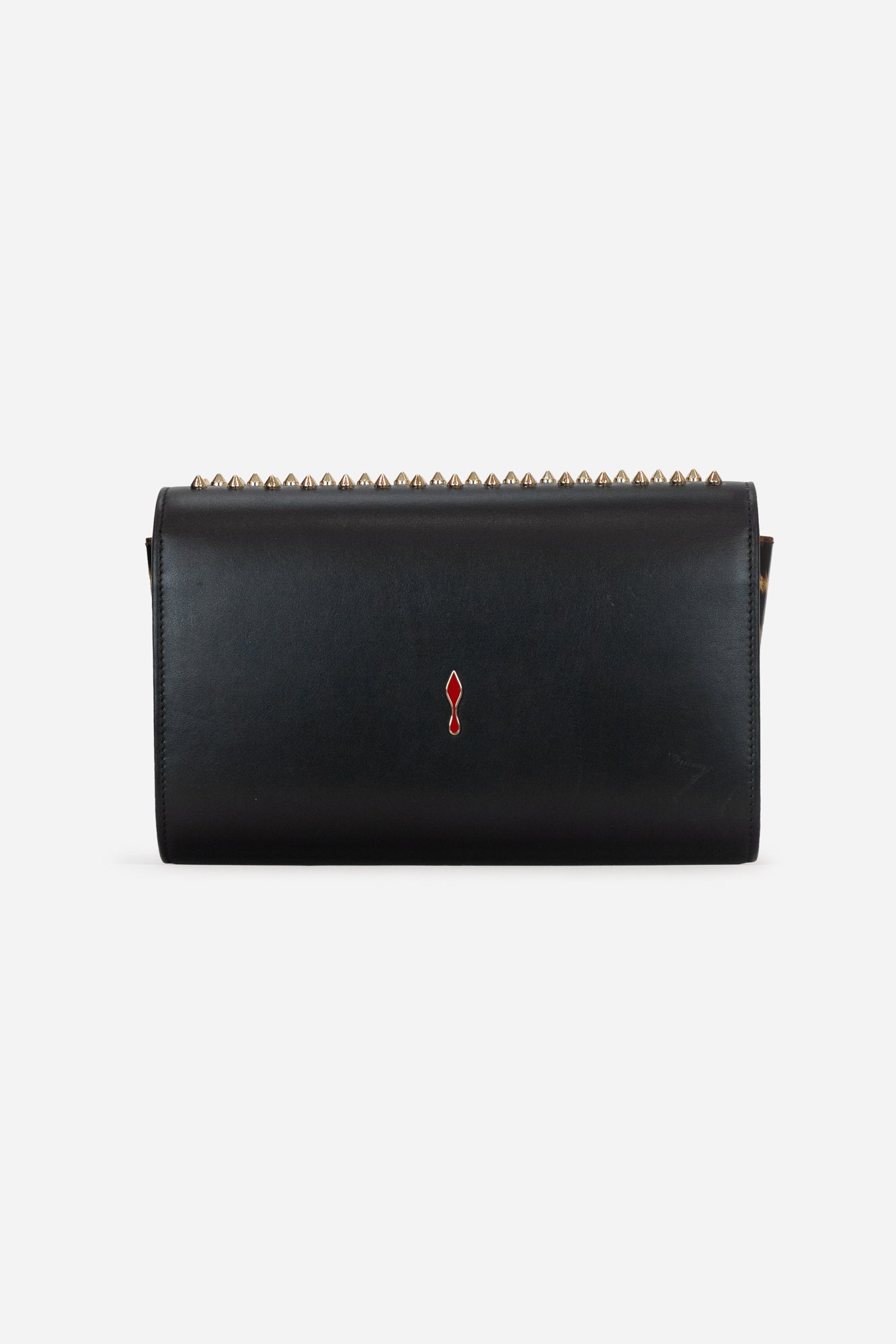 Leather Studded Clutch with Crossbody Chain