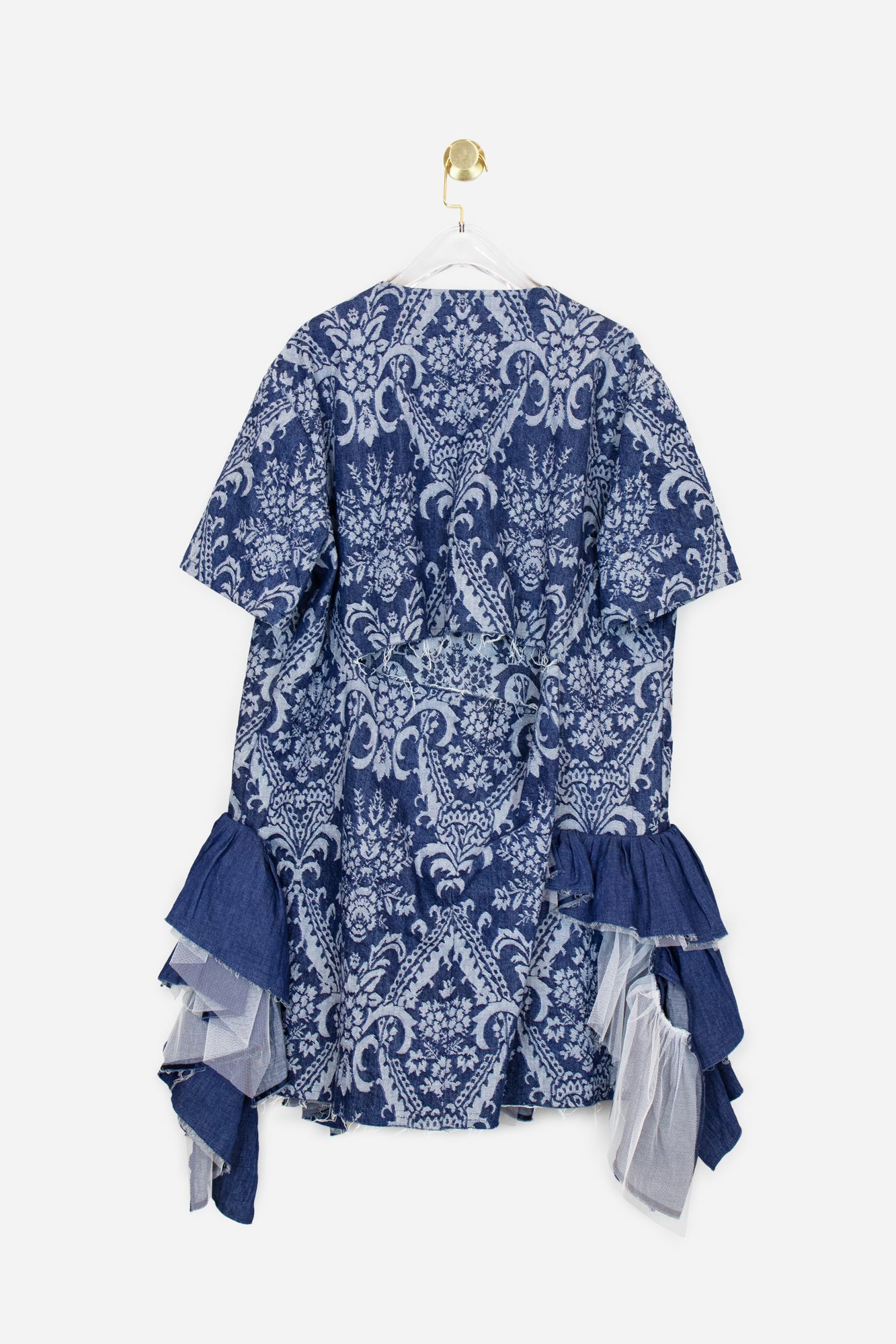 Junya Watanabe Blue Denim Jacquard Tulle Dress