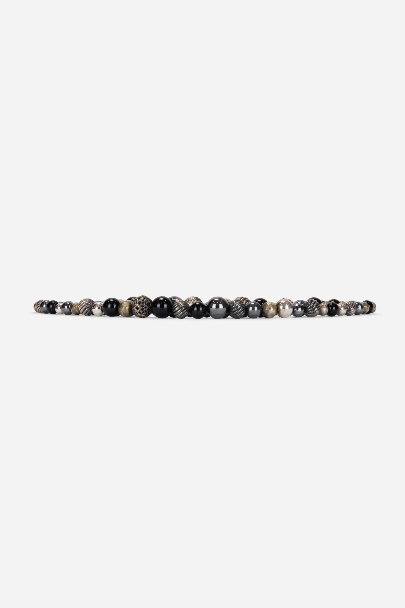 Silver, Onyx and Hematite Three Row Multi Strand Elements Toggle Necklace