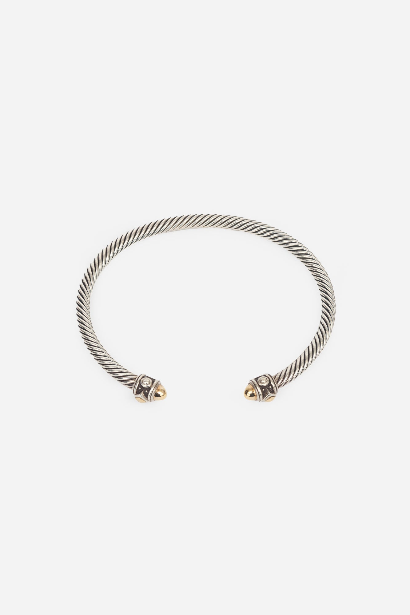 Sterling Silver + 18k Gold Dome Cable Bracelet