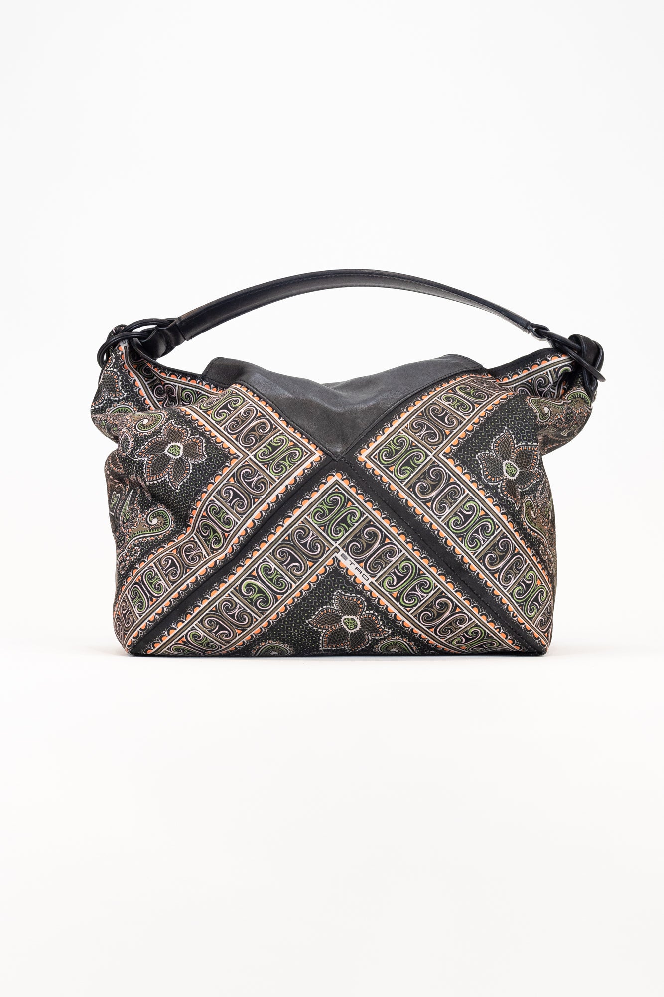 Black Paisley V-Flap Shoulder Bag