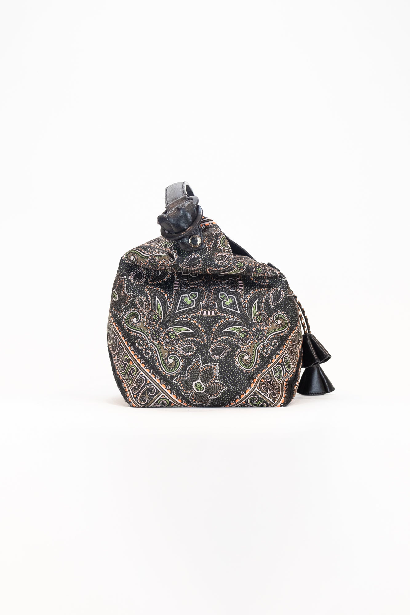 Black Paisley V-Flap Shoulder Bag