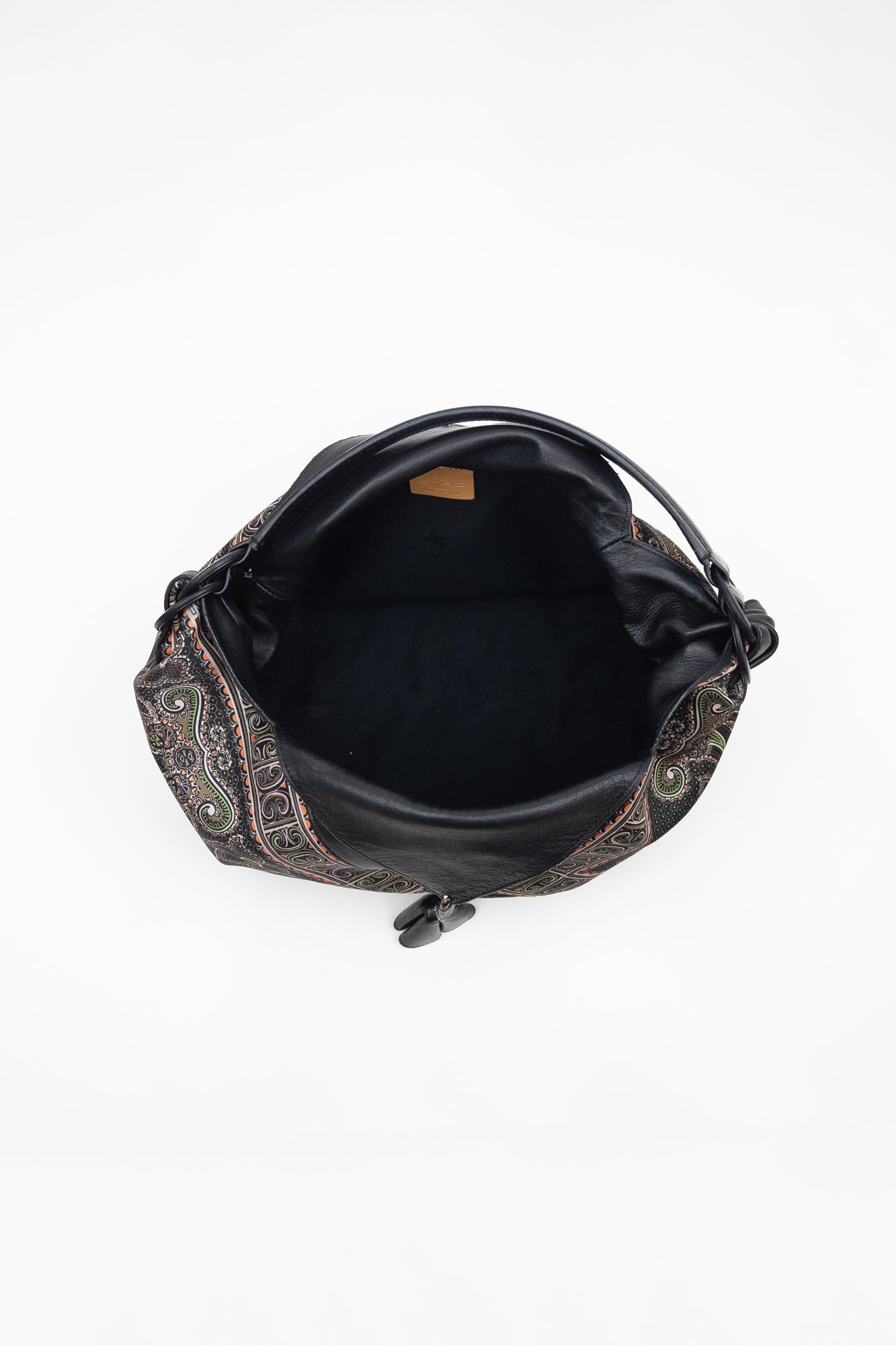 Black Paisley V-Flap Shoulder Bag