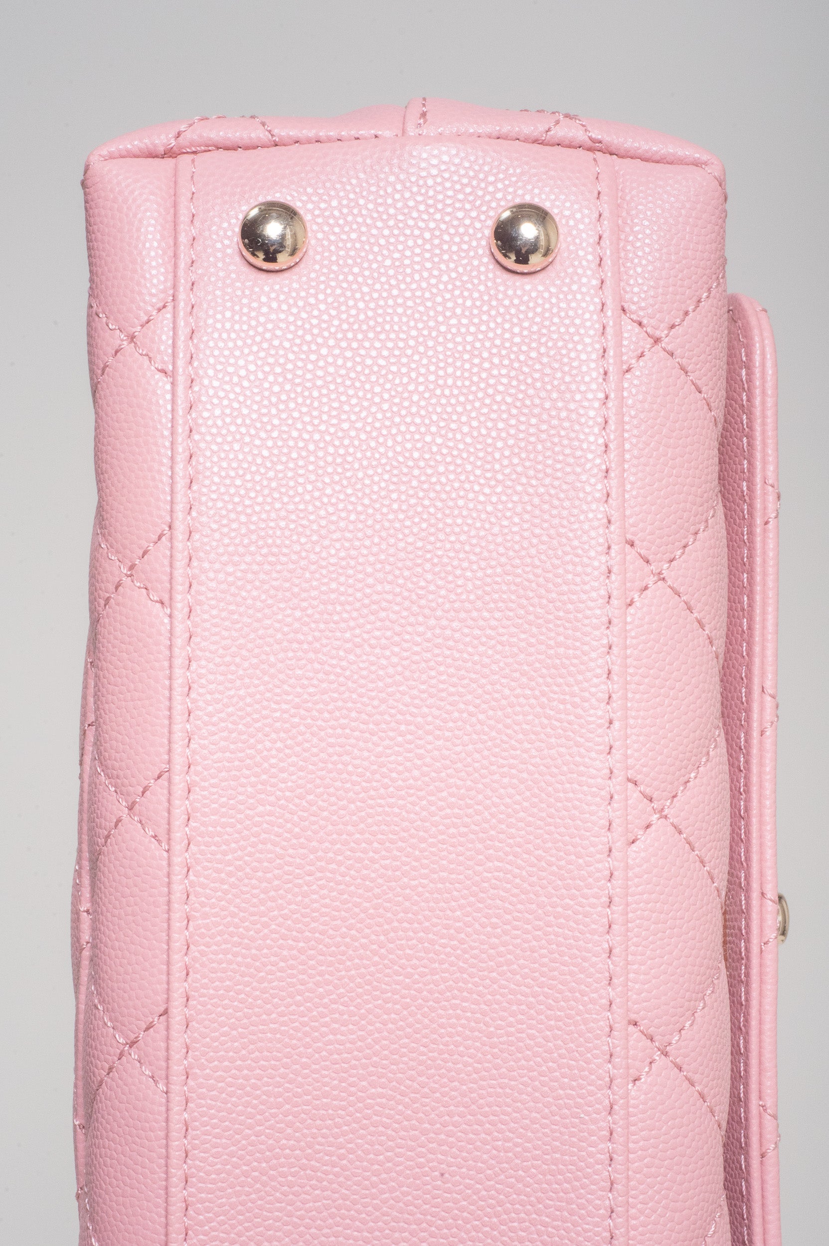 Pink Coco Caviar Top Handle Bag Quilted Caviar