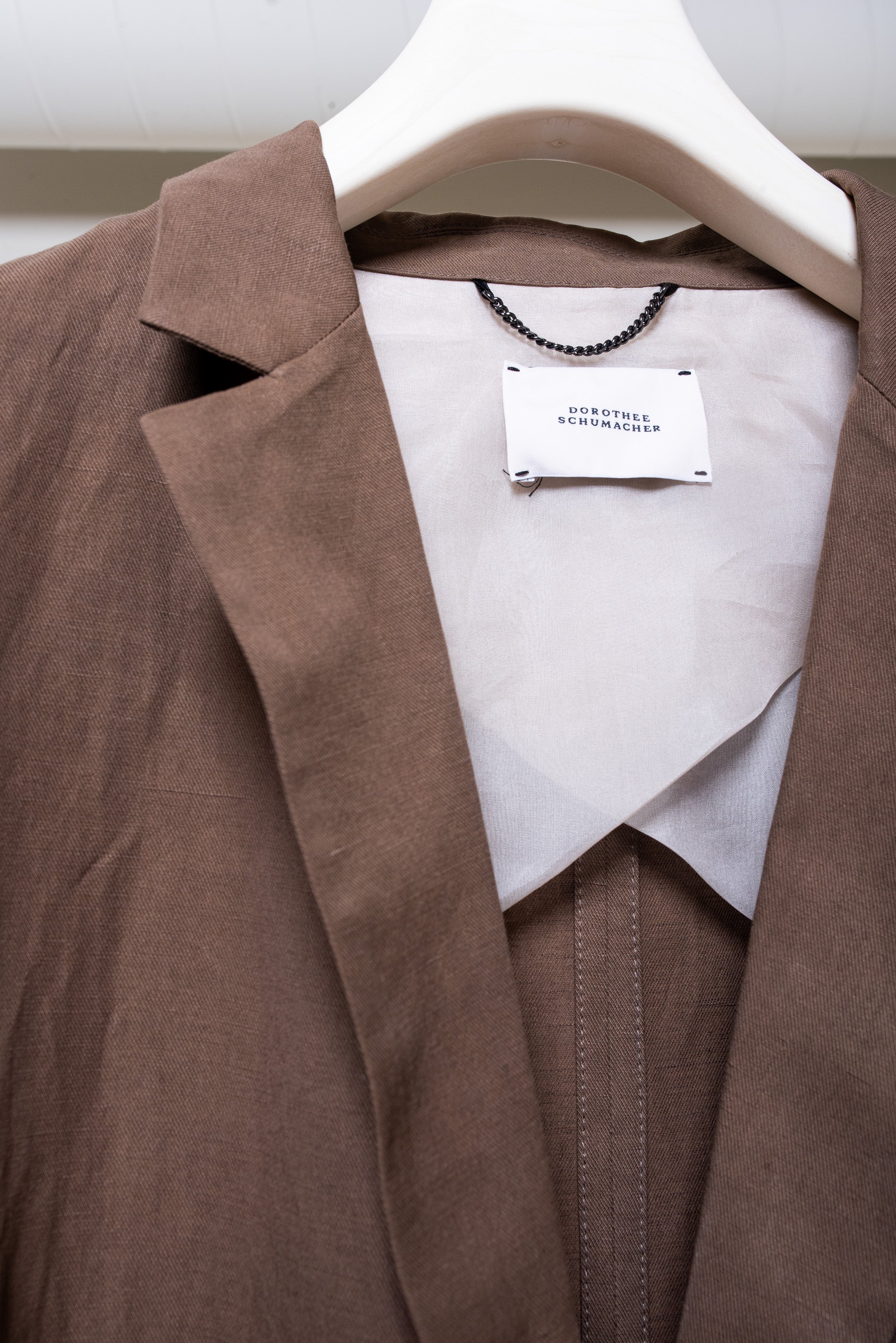 Brown Pocketed Wide Blazer