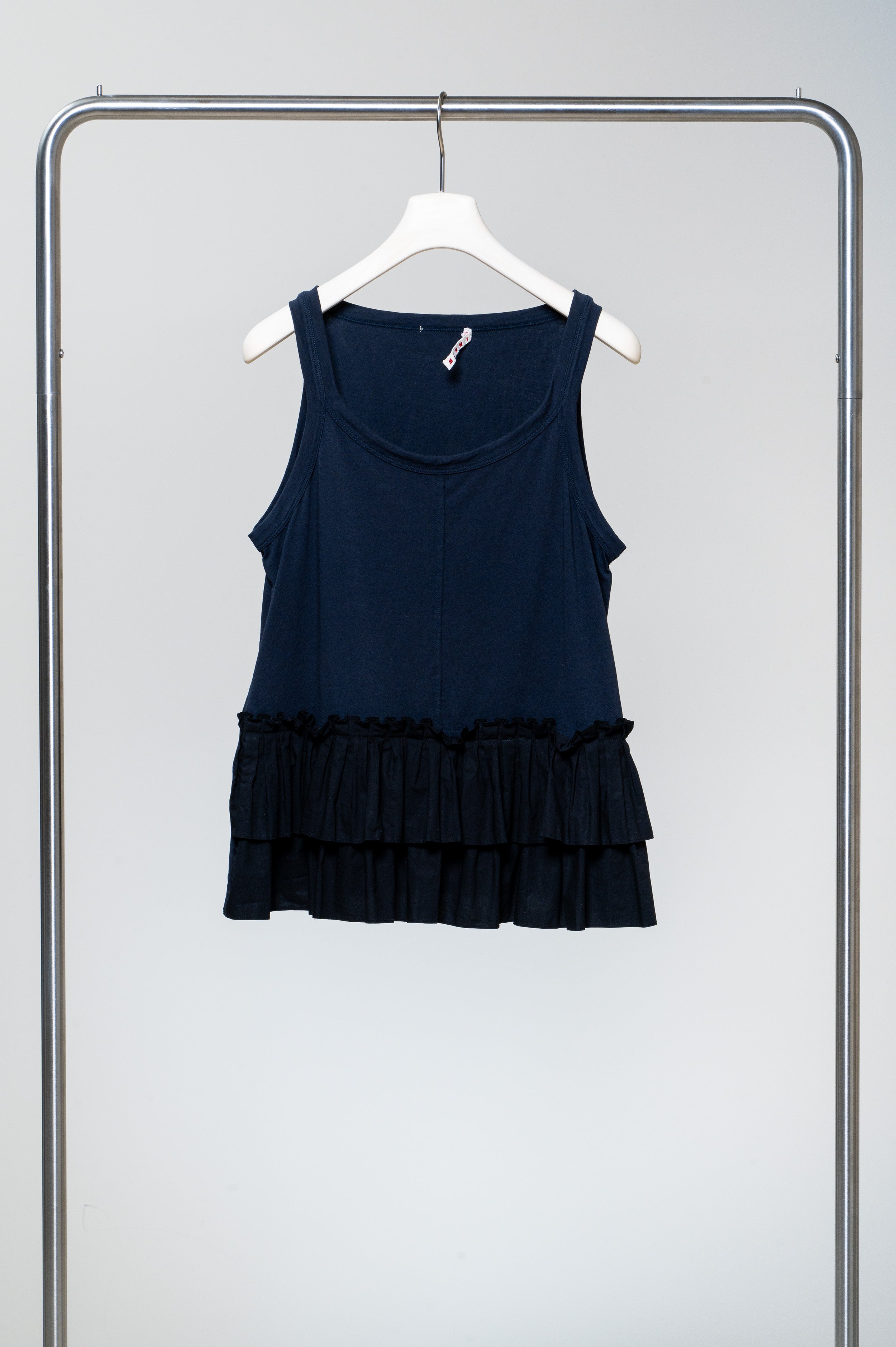 Navy Ruffle Tank Top