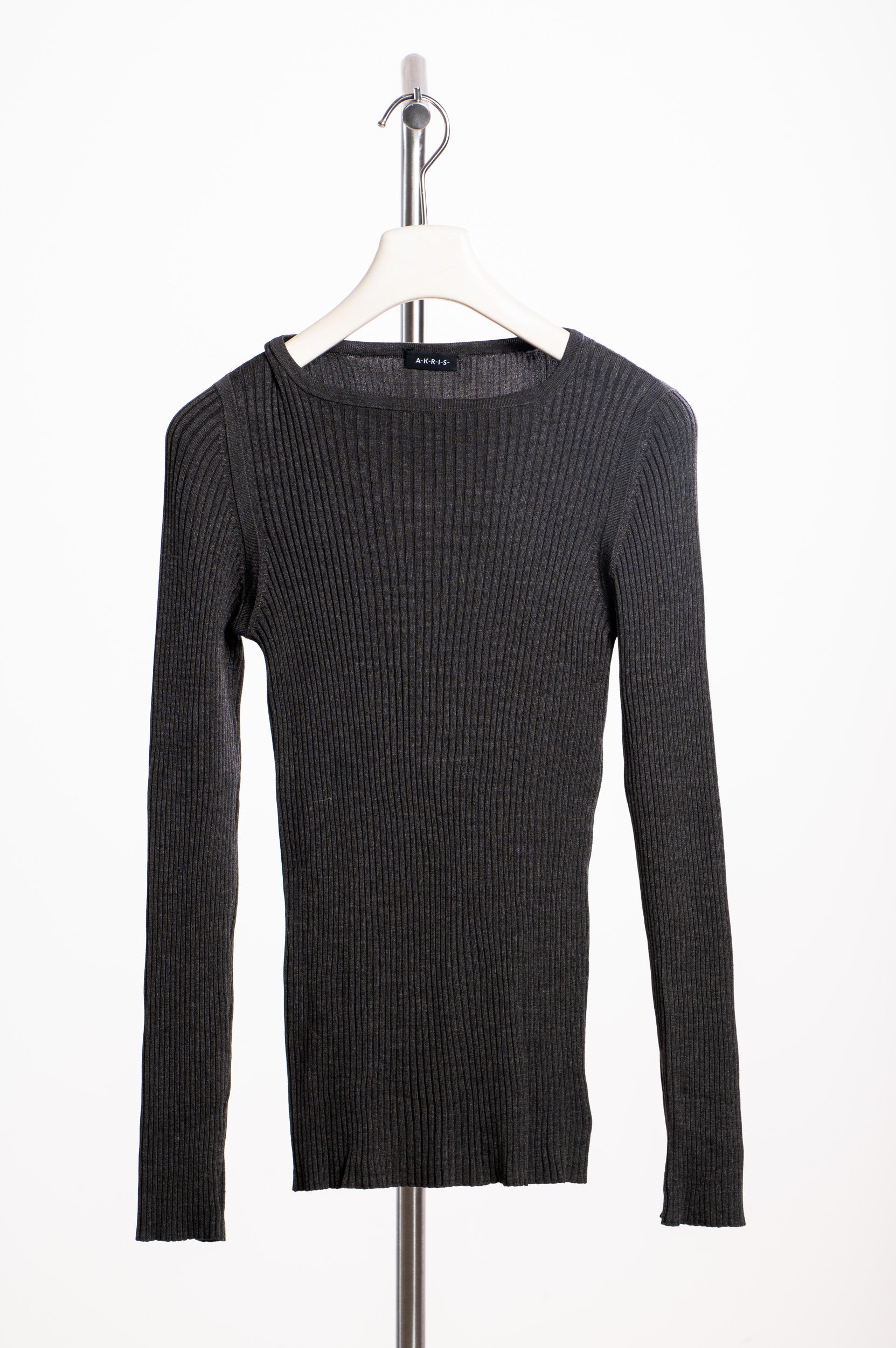 Vintage Grey Long Sleeve Ribbed Top