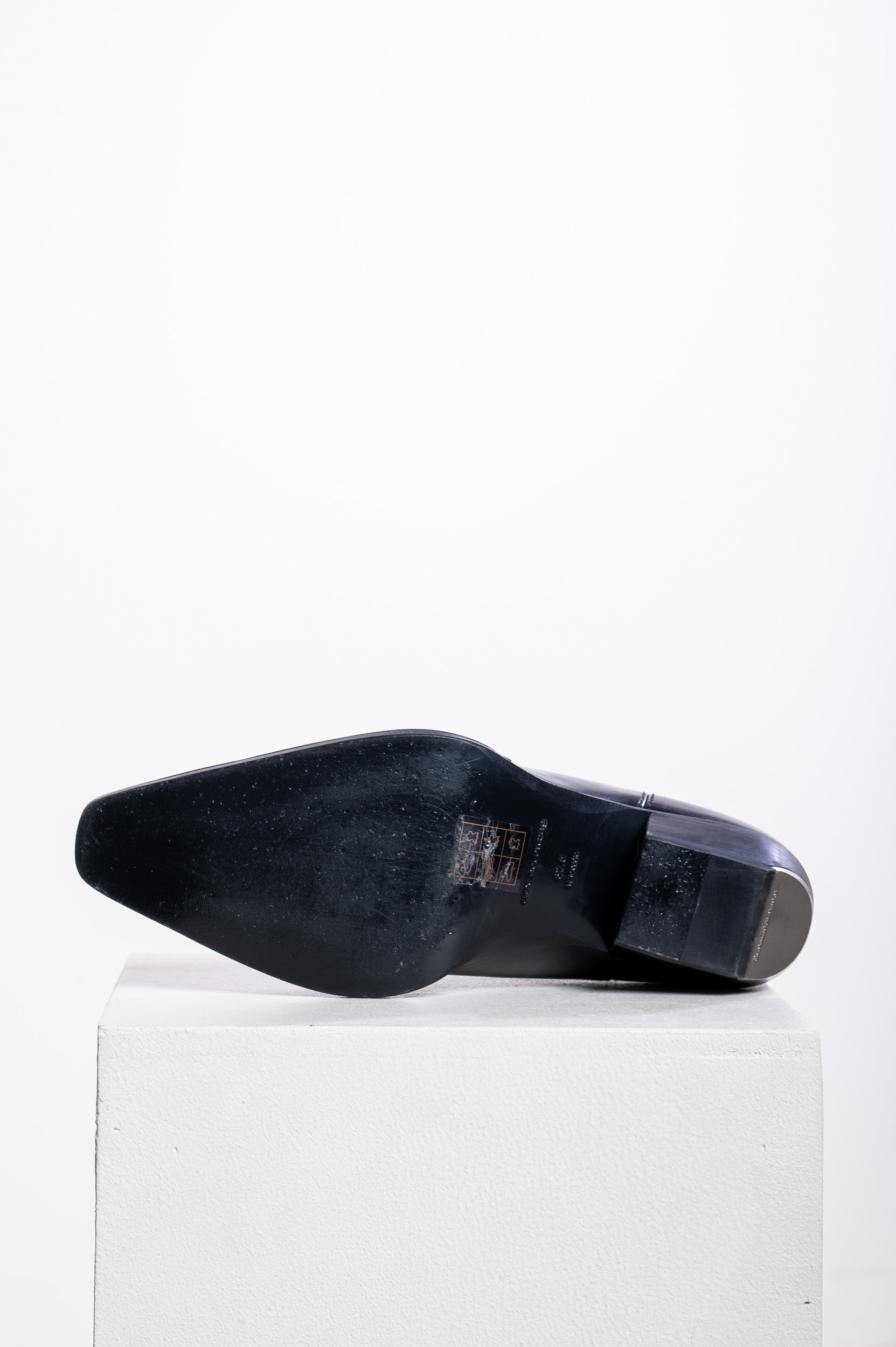 Black Slick Leather Ankle Boots