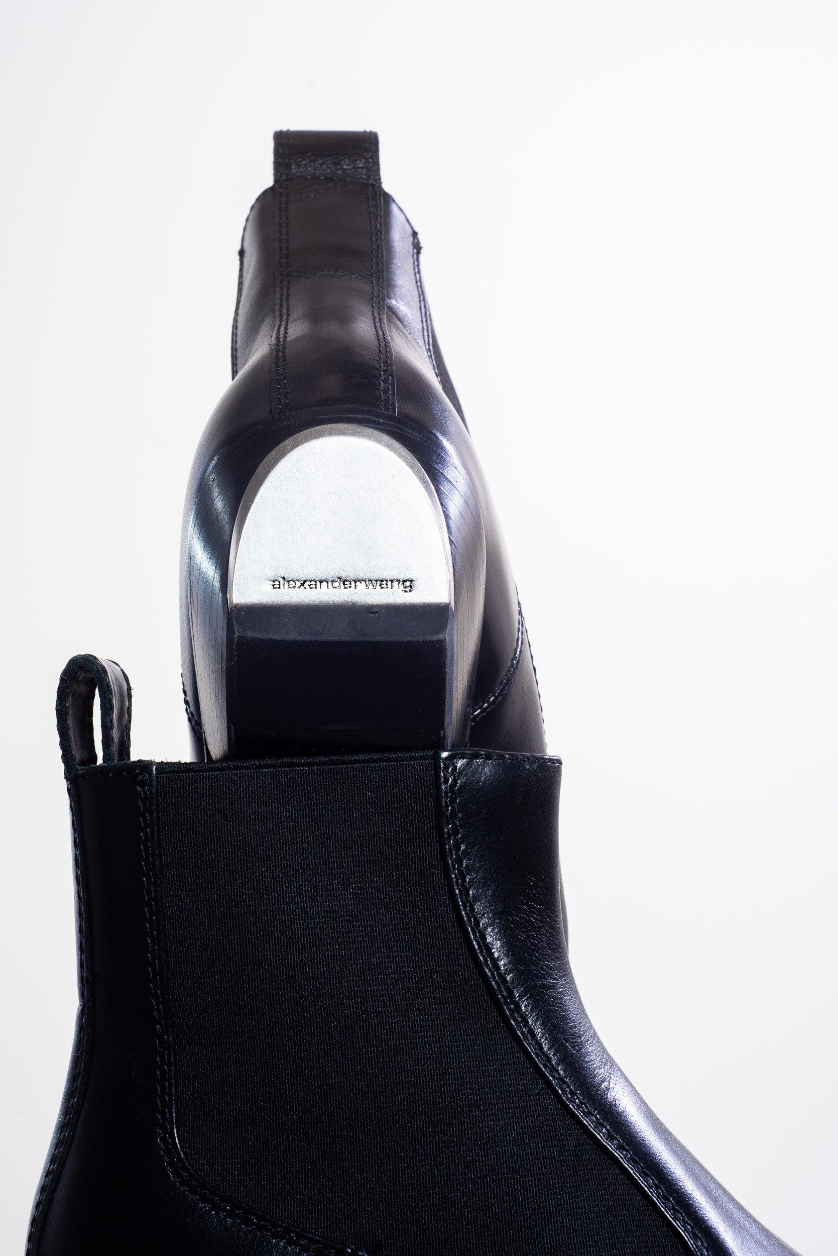 Black Slick Leather Ankle Boots