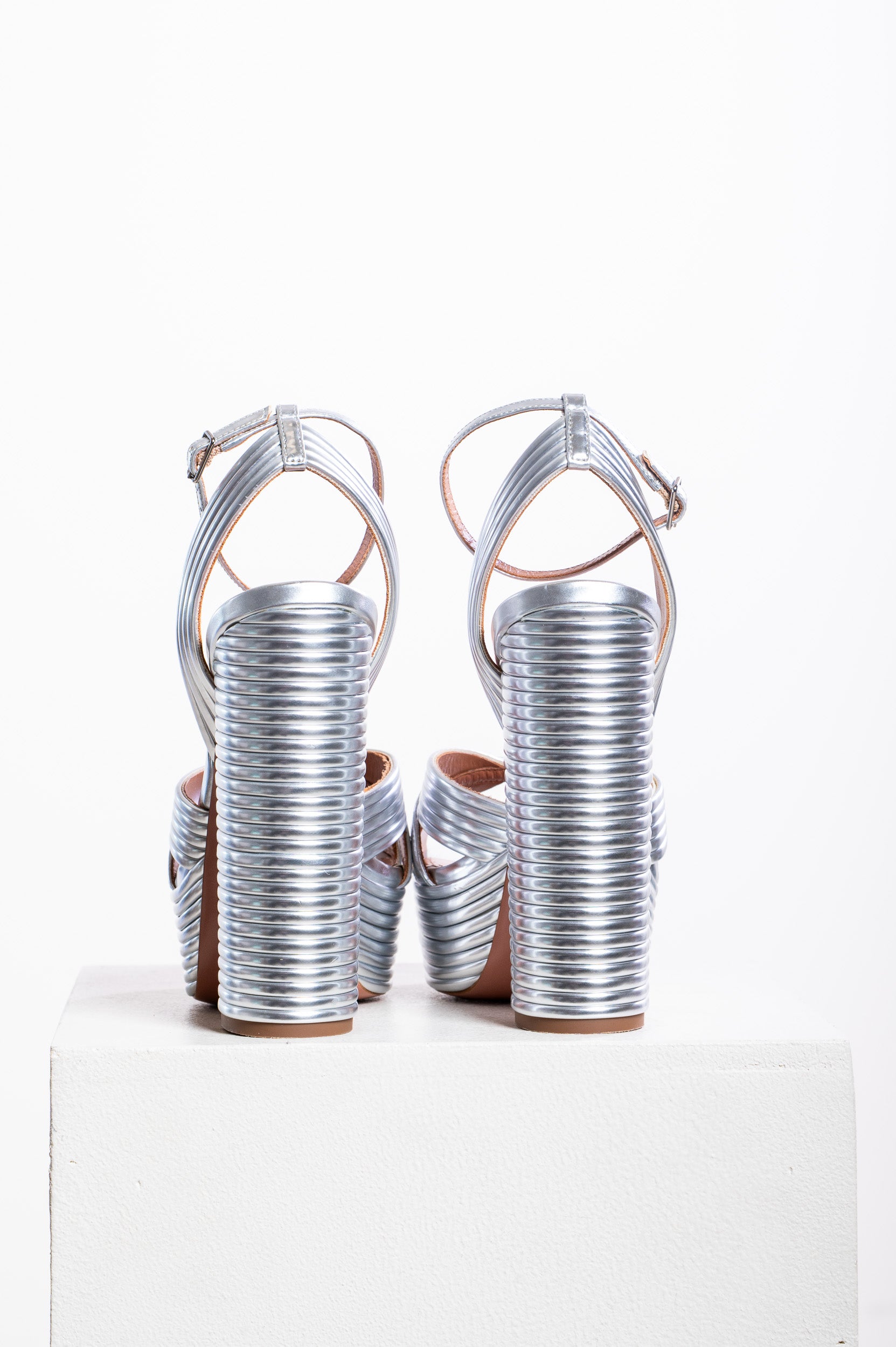 Silver Sundance Plateau Platform High Heel Sandal