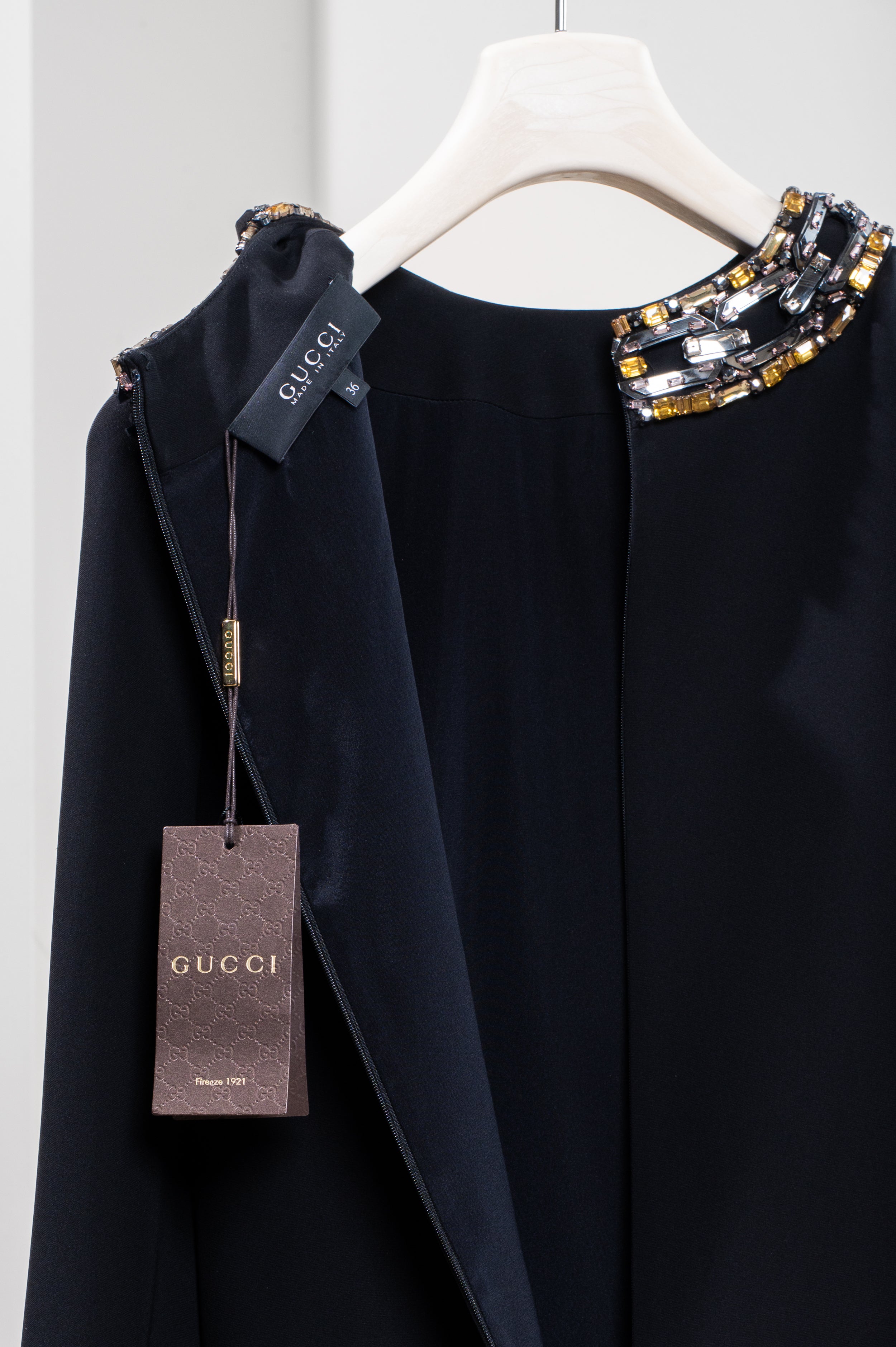 Black Embellished Silk Shift Dress