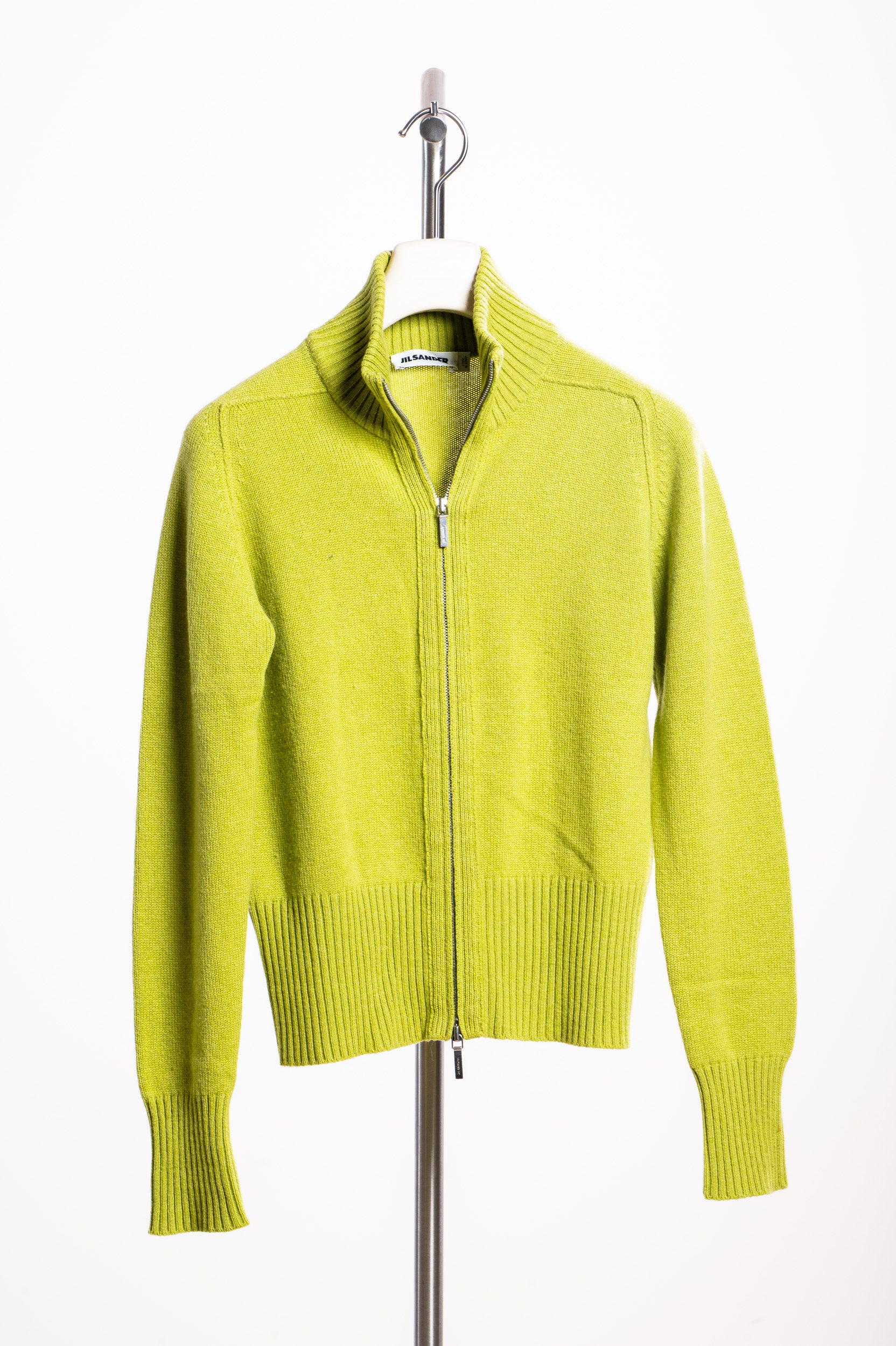 Vintage Green Zip-Up Mock Neck Sweater