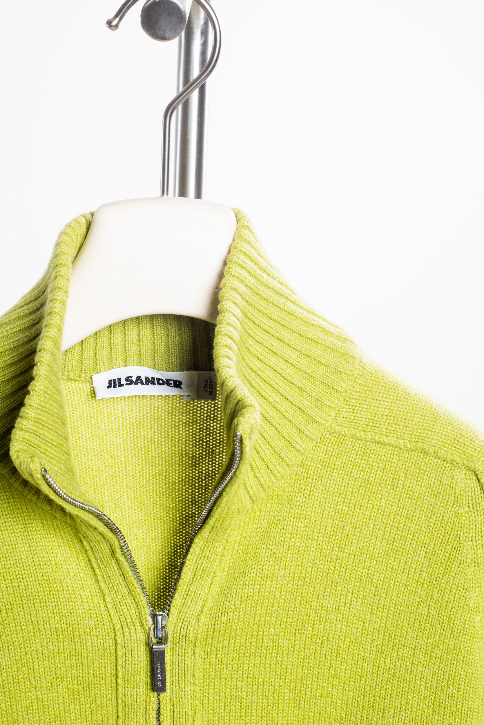 Vintage Green Zip-Up Mock Neck Sweater