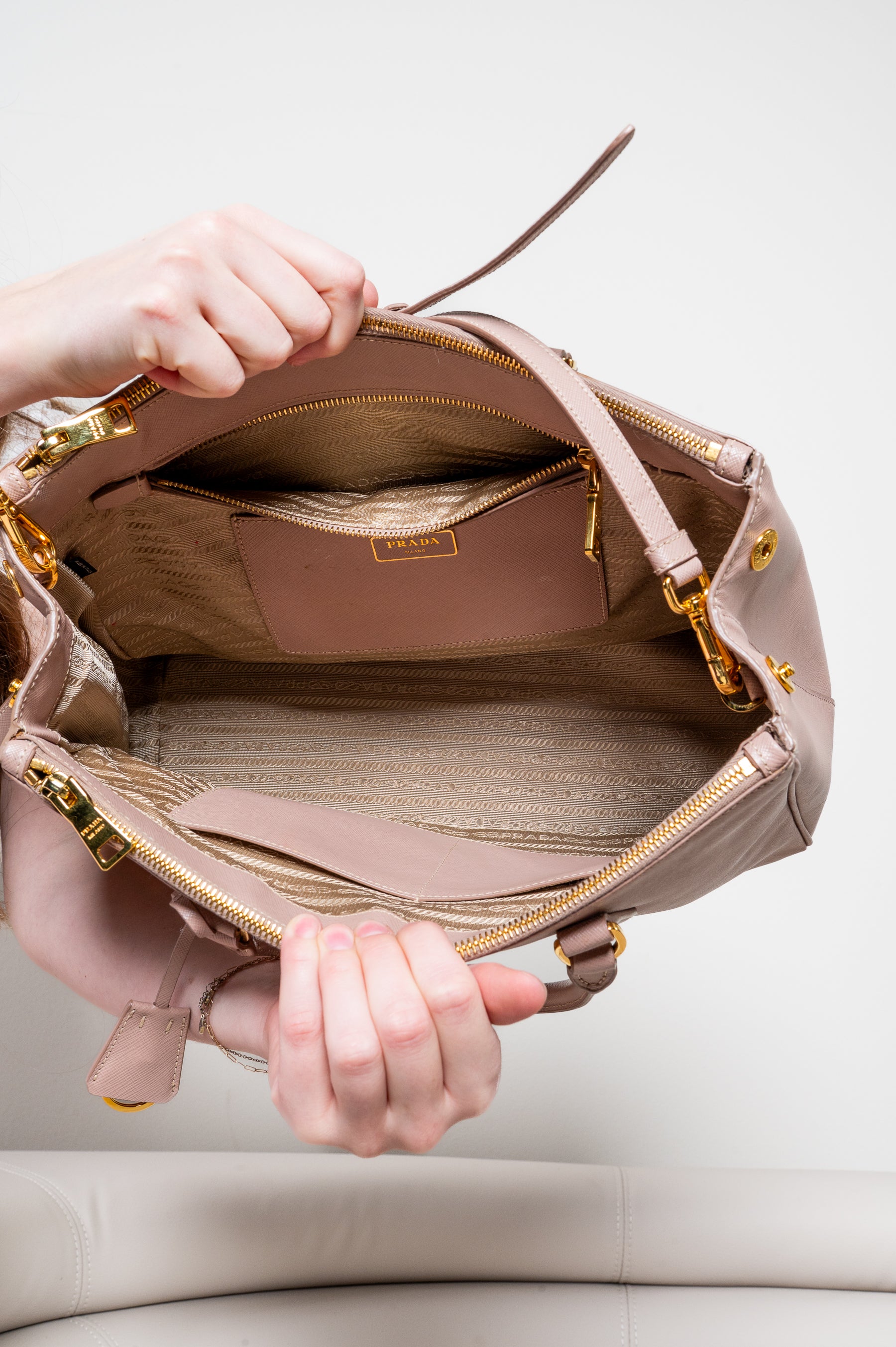 Blush Large Galleria Top Handle Bag