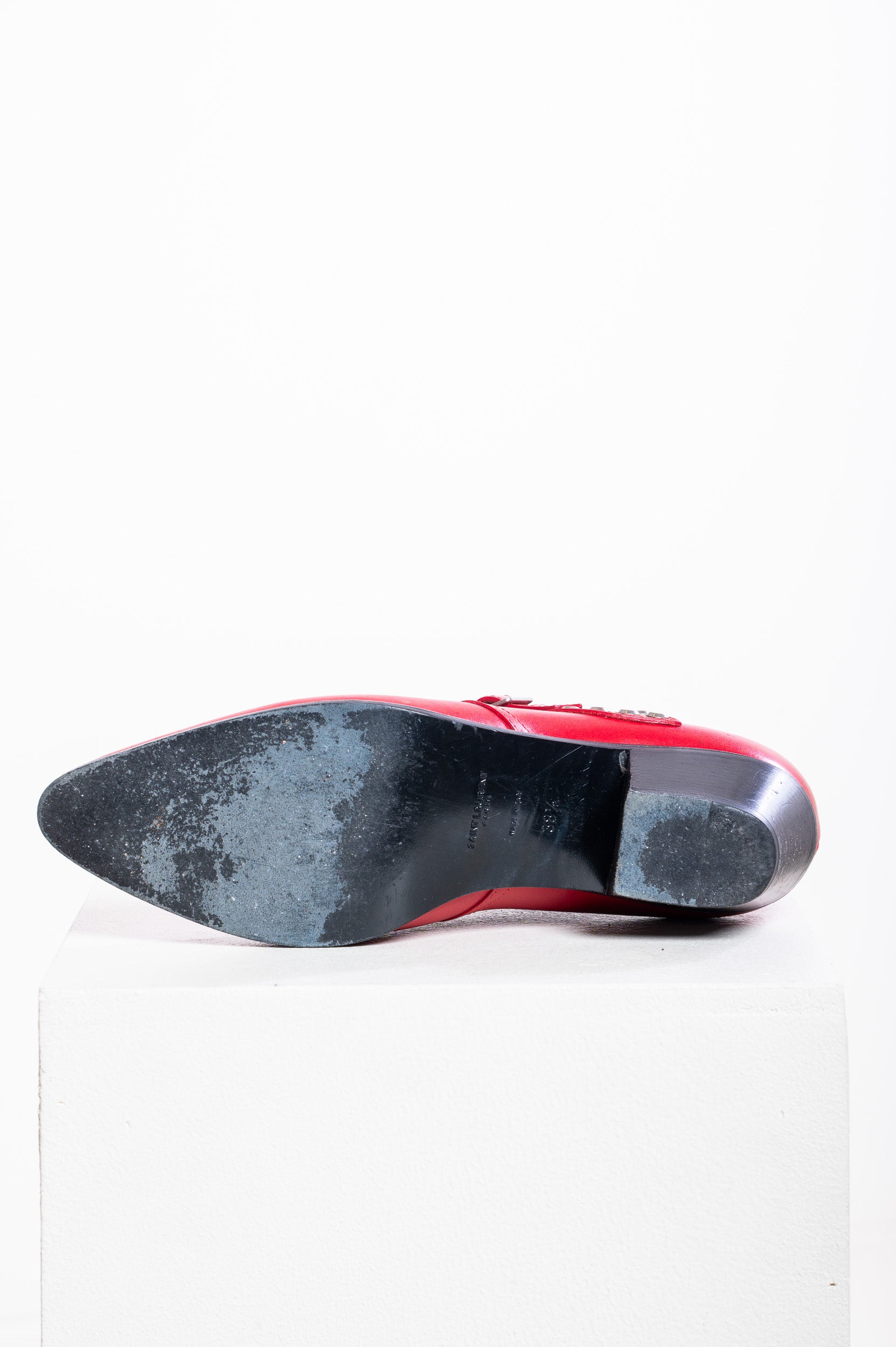 Vintage Red Pointed Toe Ankle Boot