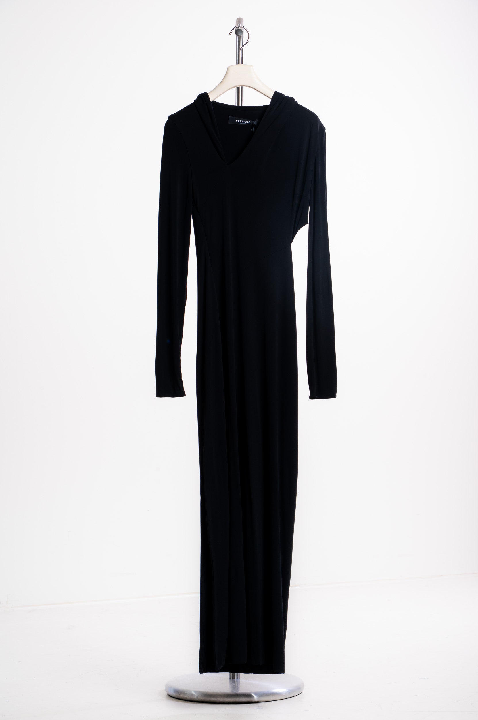 Black Hooded Long Sleeve Dress