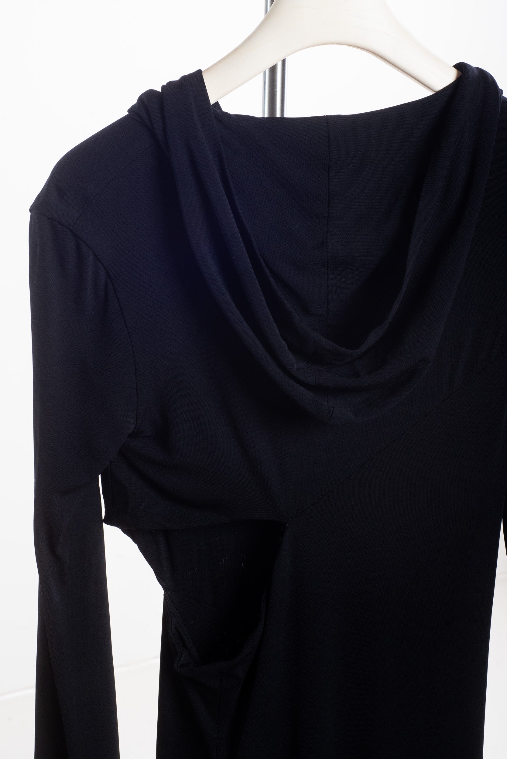 Black Hooded Long Sleeve Dress