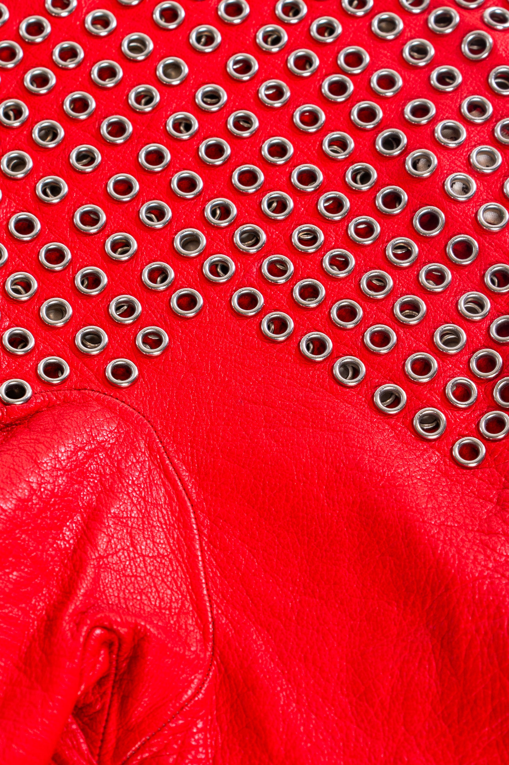 Vintage Red Leather Gloves w/ Grommets