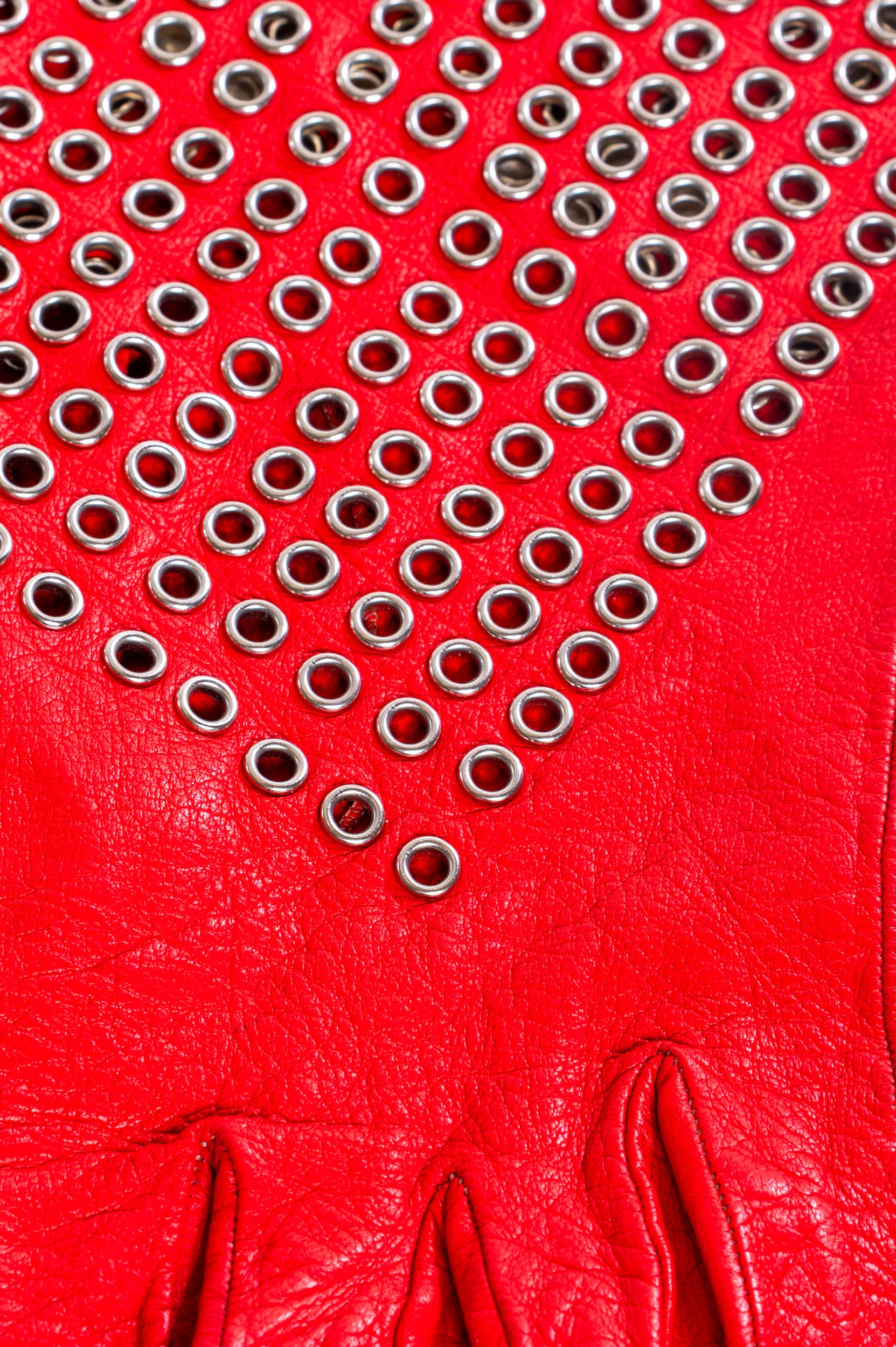 Vintage Red Leather Gloves w/ Grommets