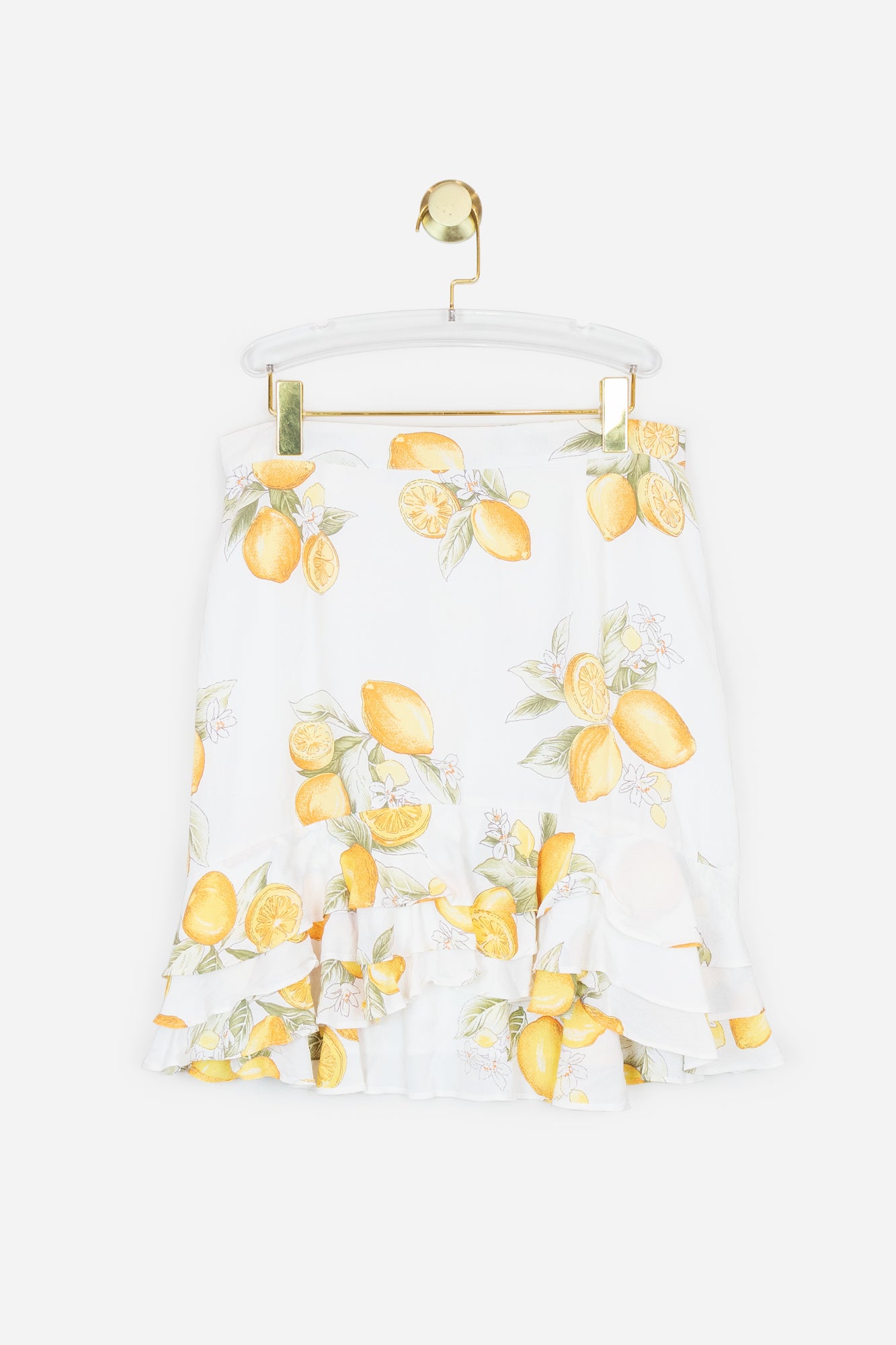 White and Yellow Lemon Printed Natalia Skirt