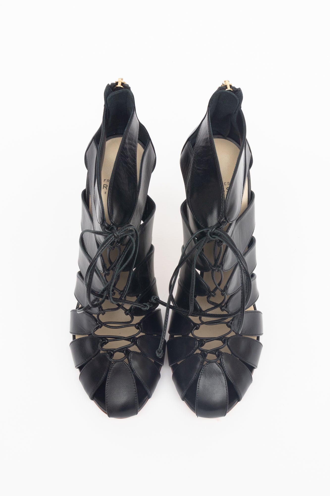 Black Enclosed Strappy Lace Up Pump