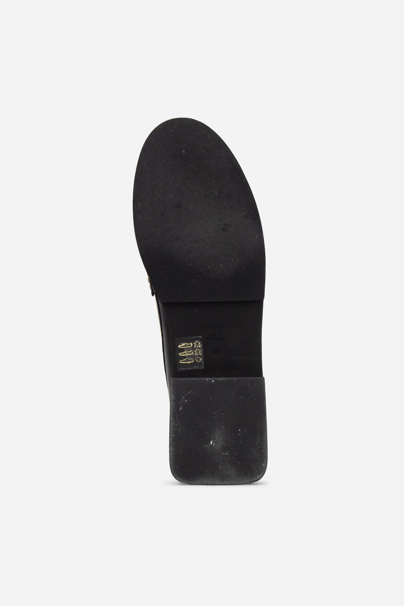 Black Leather Square Heel Loafer