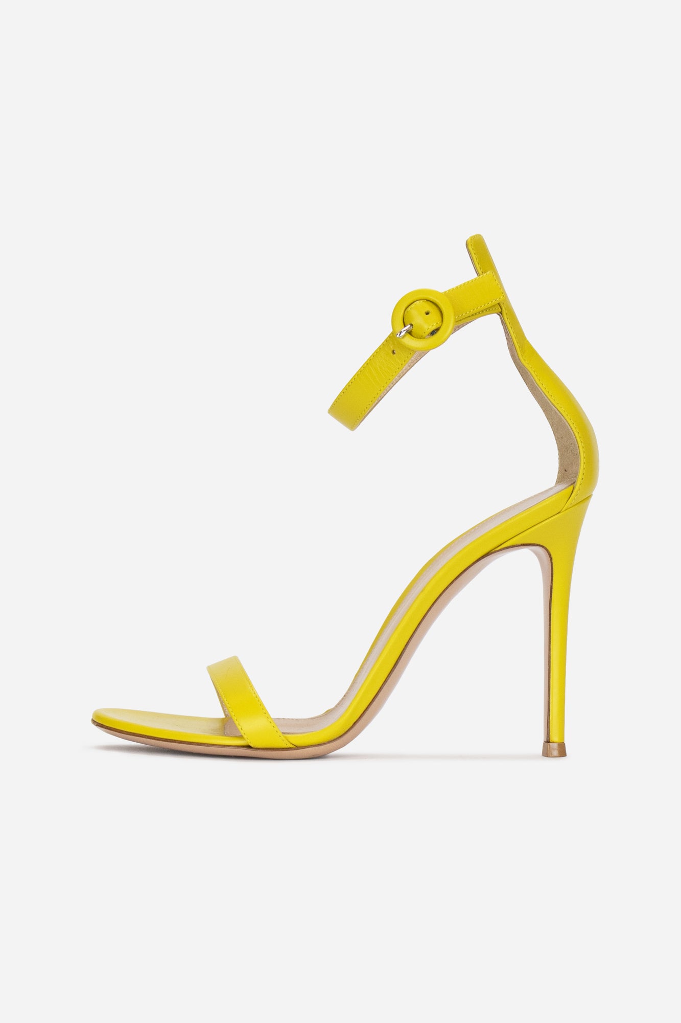 Yellow Leather Strappy Sandals