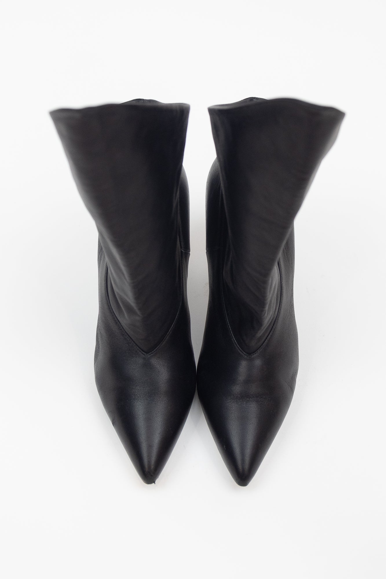 Black Leather Scrunch Ankle Boots